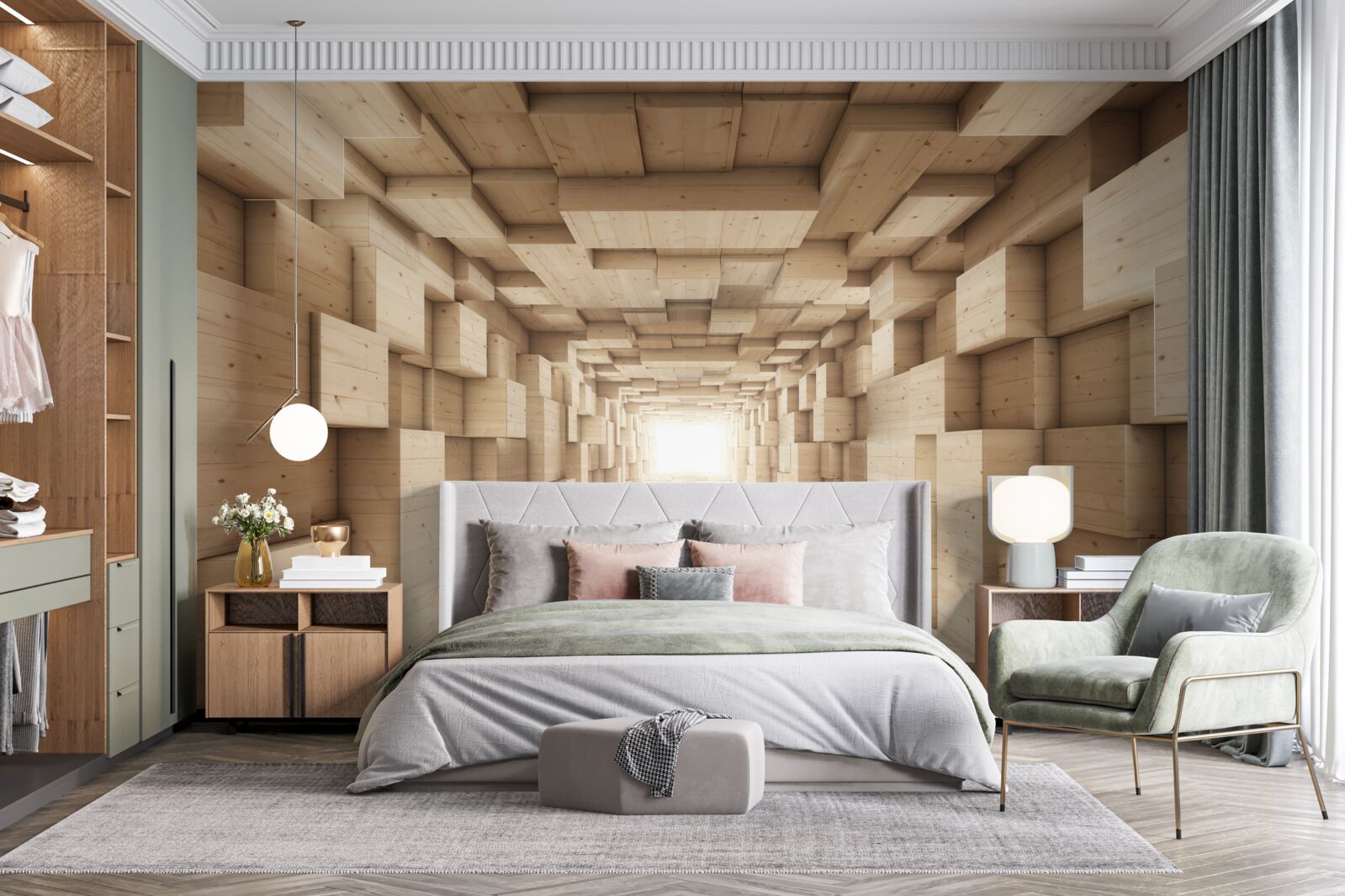 Fototapet tunel în retragere, pictat în nuanțe de maro