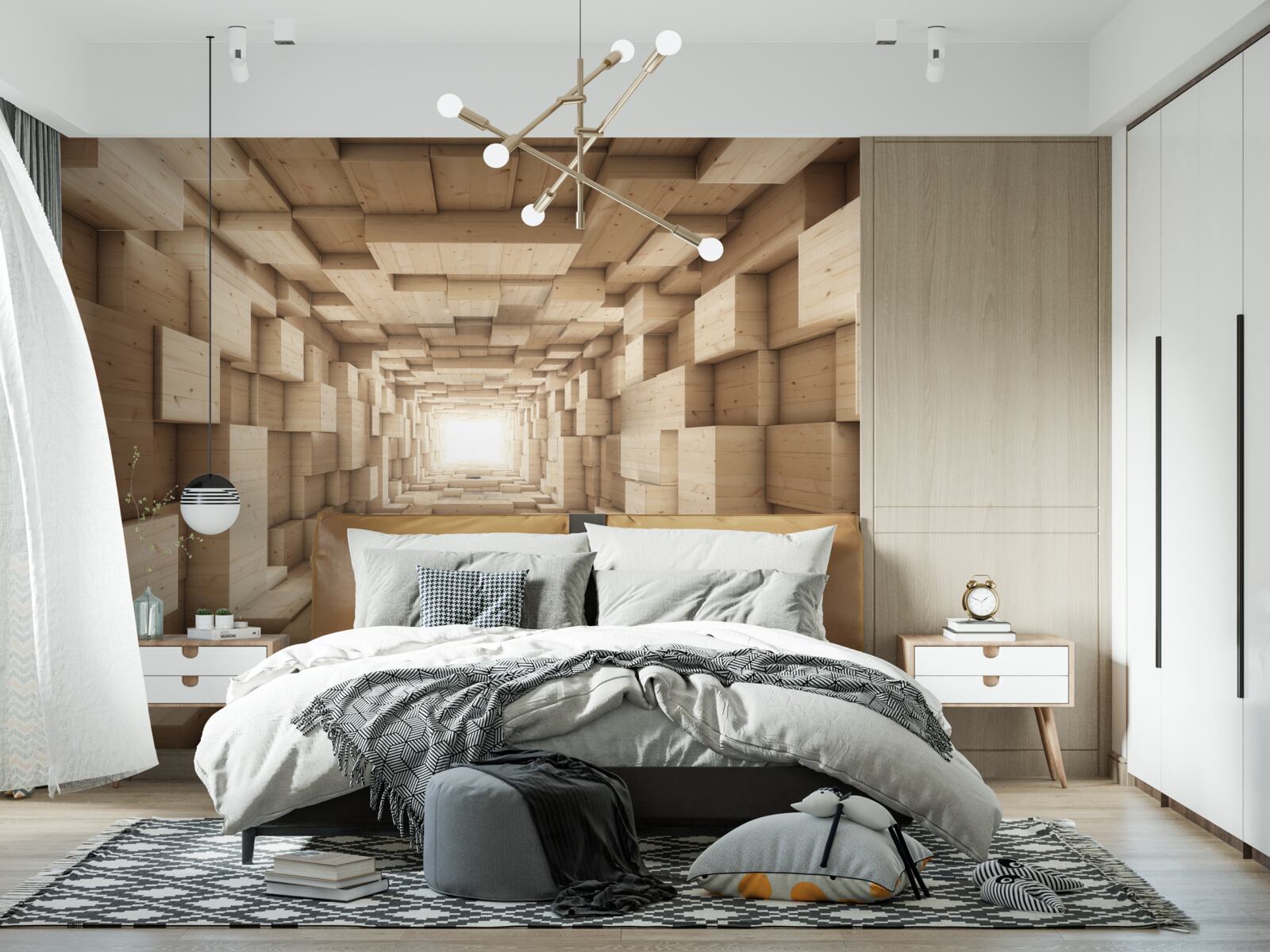 Fototapet tunel în retragere, pictat în nuanțe de maro