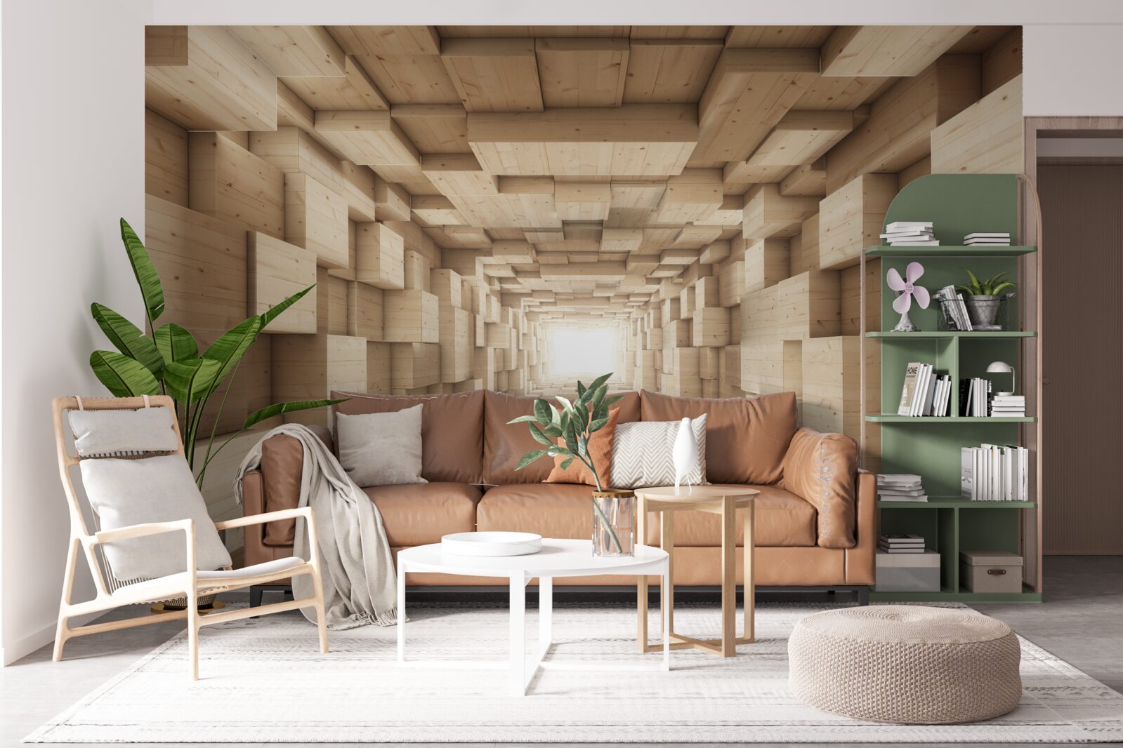 Fototapet tunel în retragere, pictat în nuanțe de maro