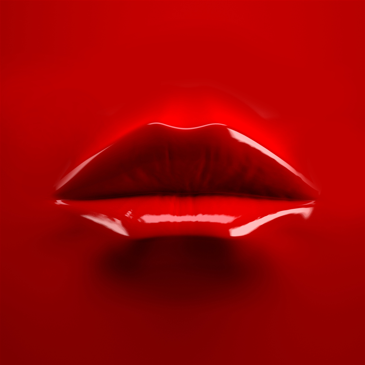 Fototapet buzele roșii, pline, ies în evidență pe un fundal roșu