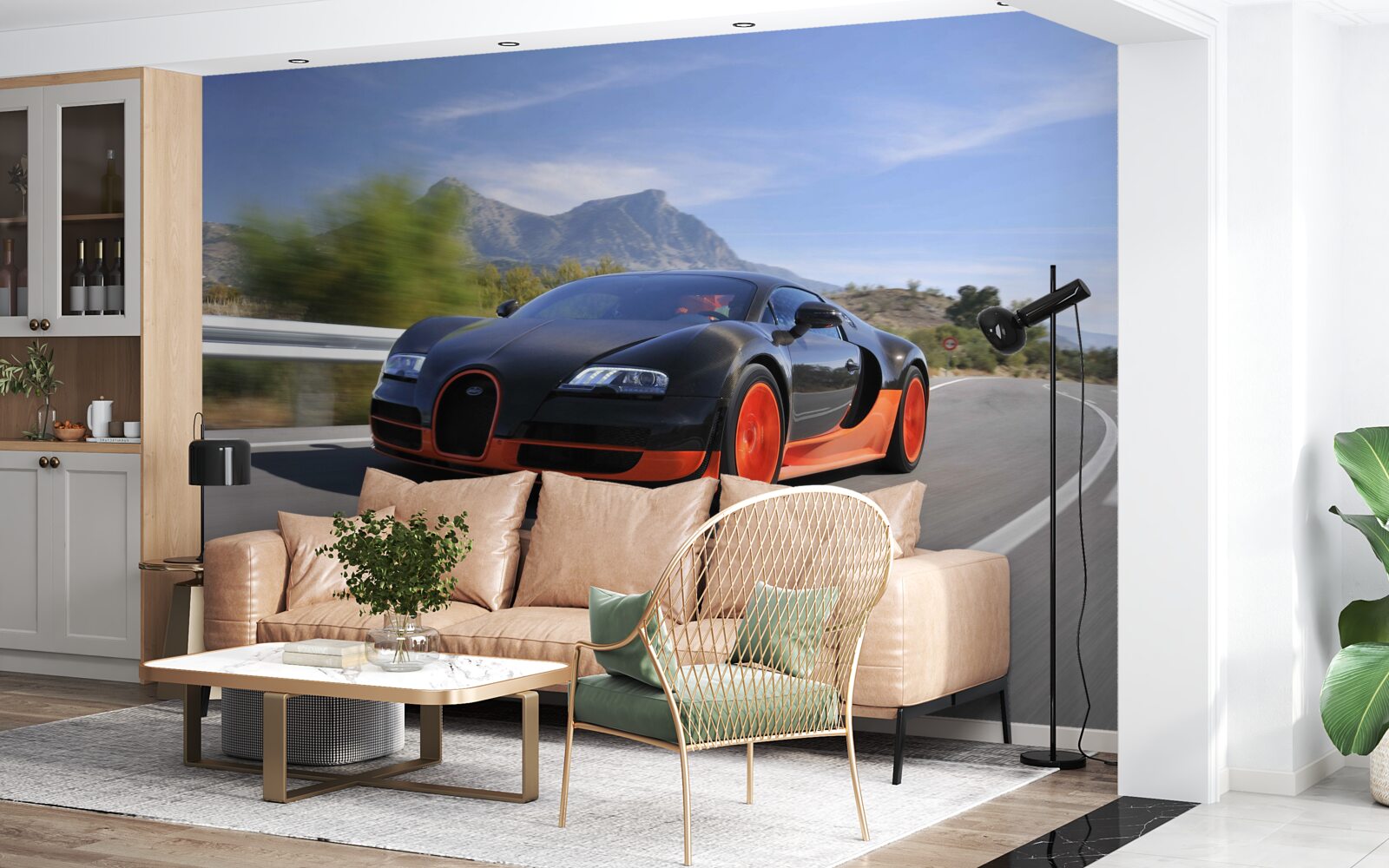 Fototapet masina de curse pe drum