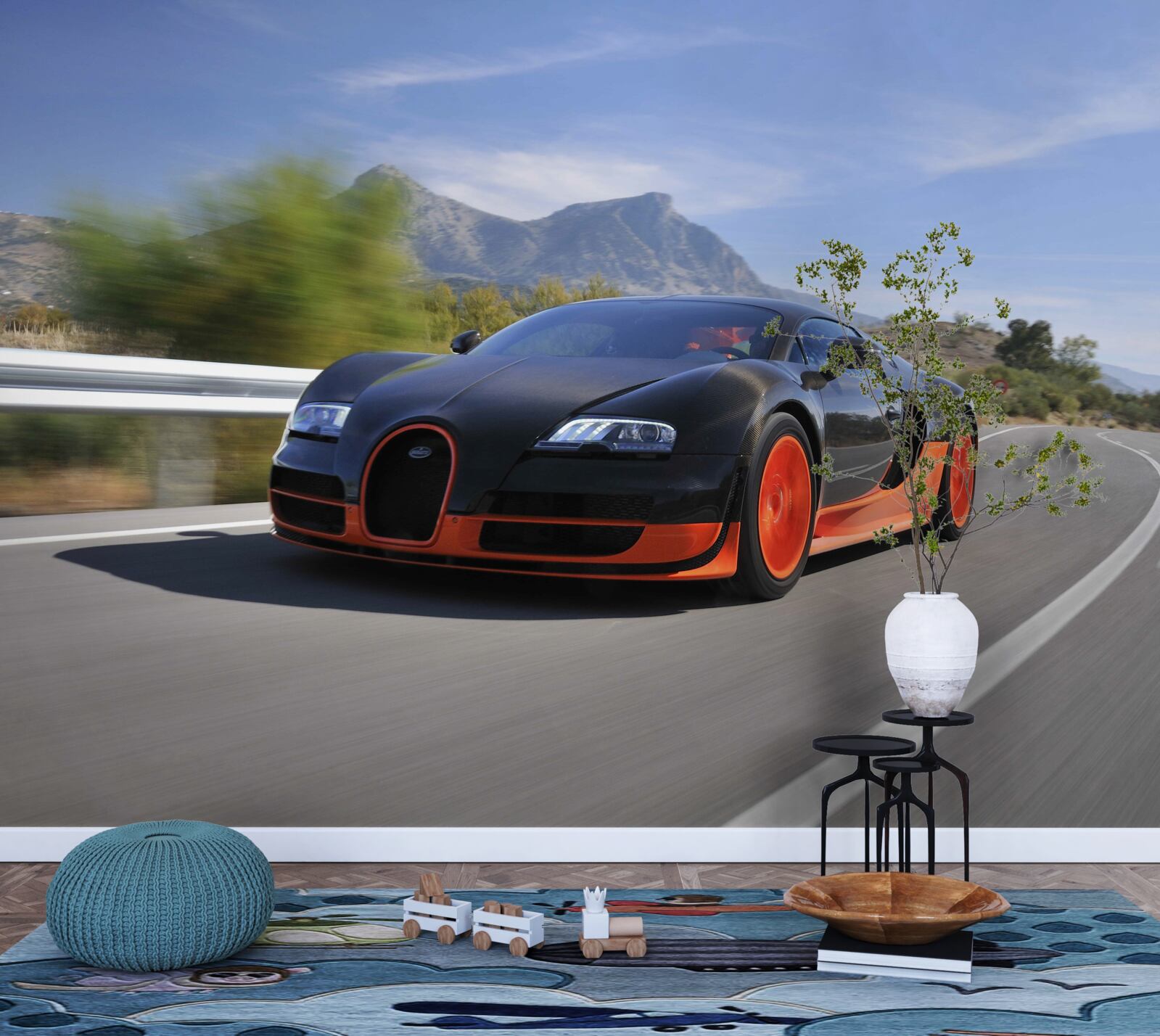 Fototapet masina de curse pe drum