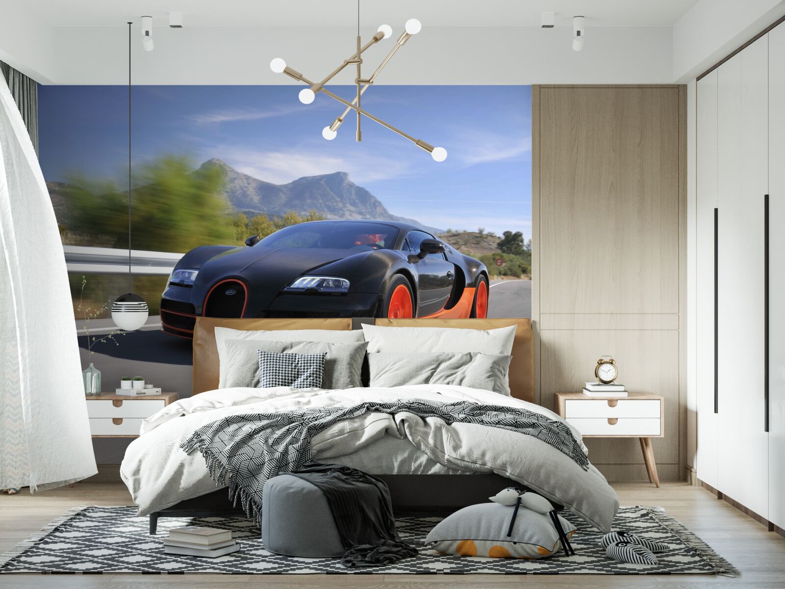 Fototapet masina de curse pe drum