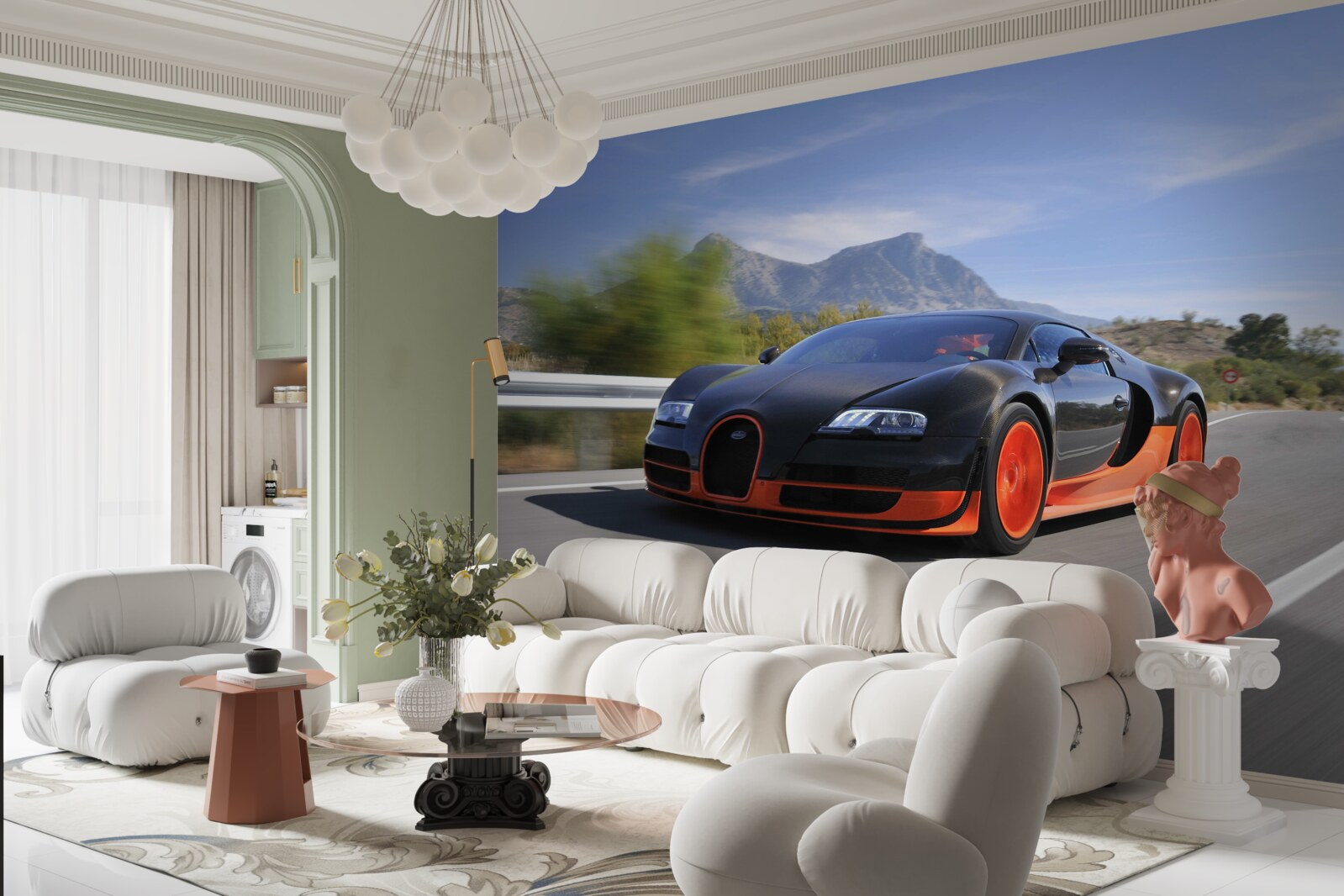 Fototapet masina de curse pe drum