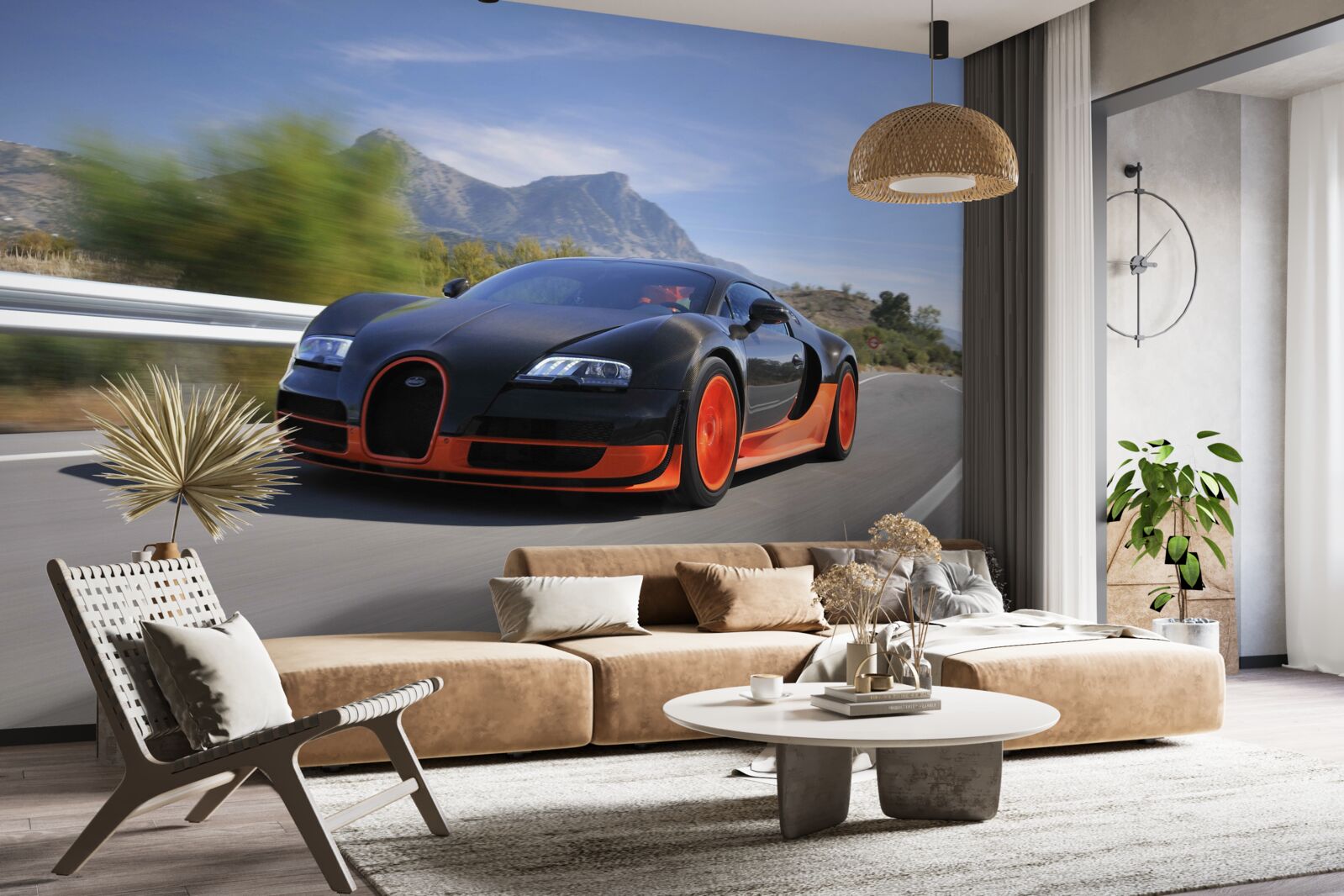 Fototapet masina de curse pe drum