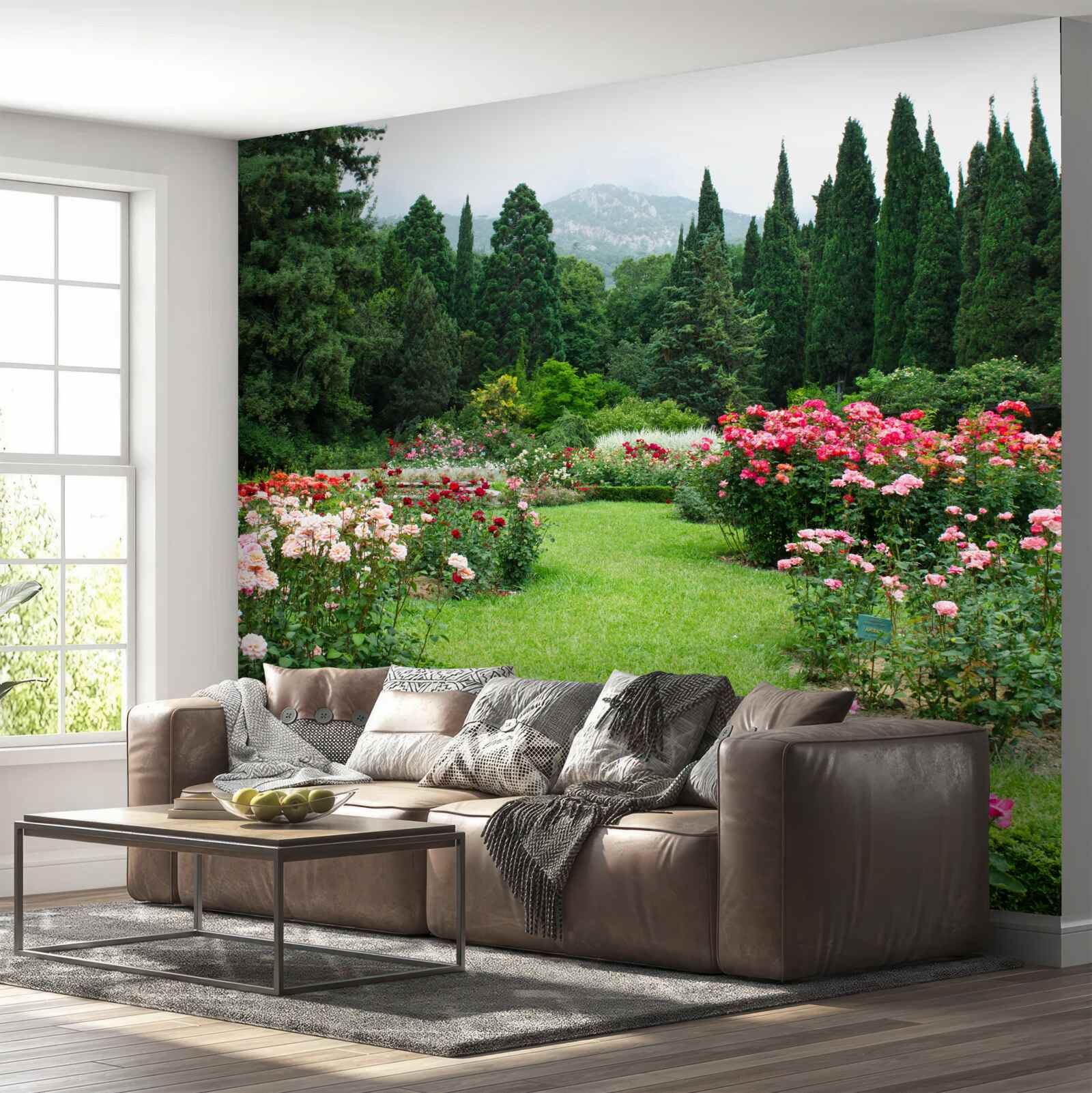 Fototapet flori în grădina din apropierea casei