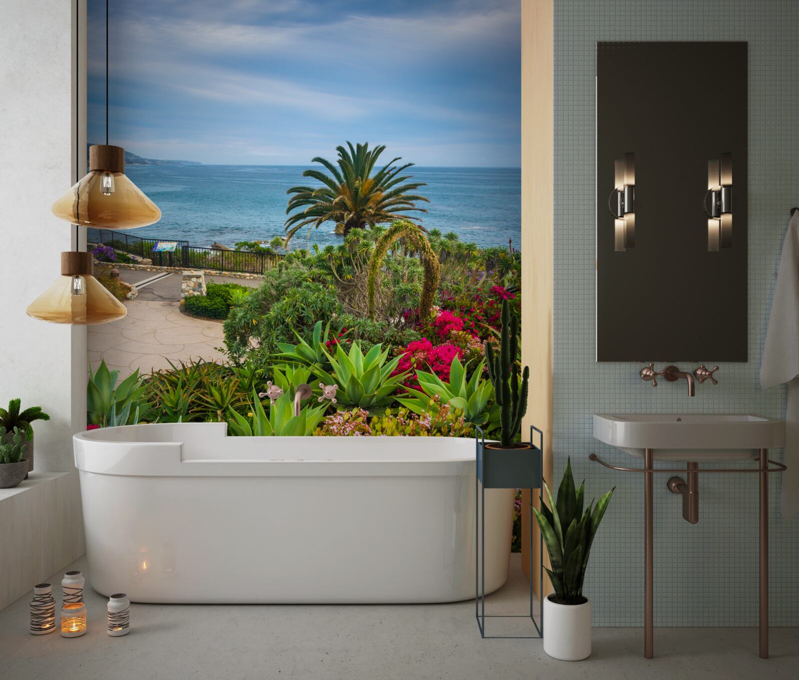 Fototapet verdeața crește lângă malul oceanului