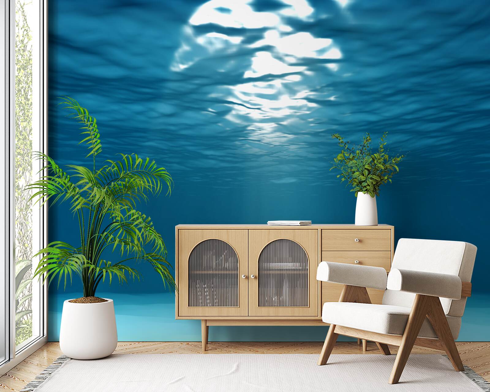 Fototapet razele soarelui pătrund în adâncurile apei