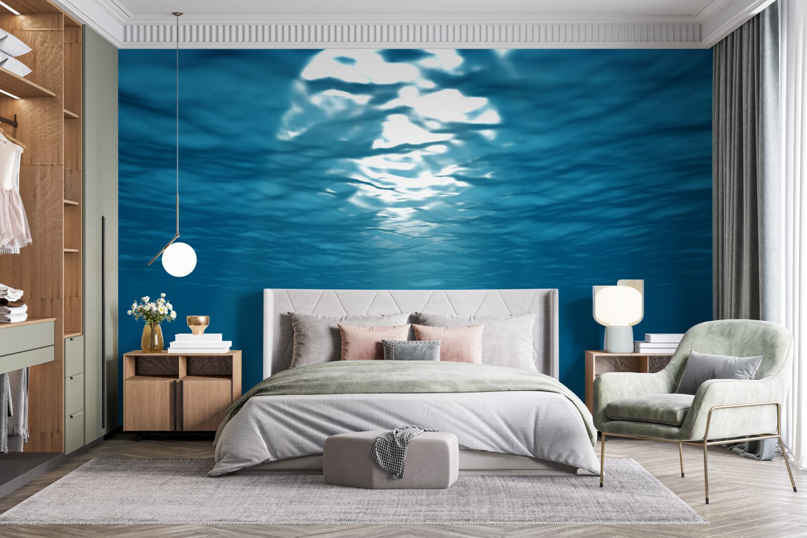 Fototapet razele soarelui pătrund în adâncurile apei