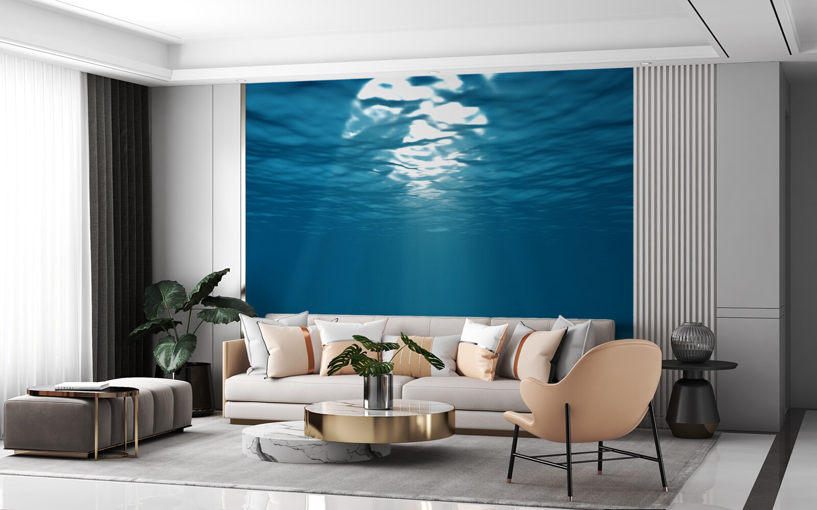 Fototapet razele soarelui pătrund în adâncurile apei