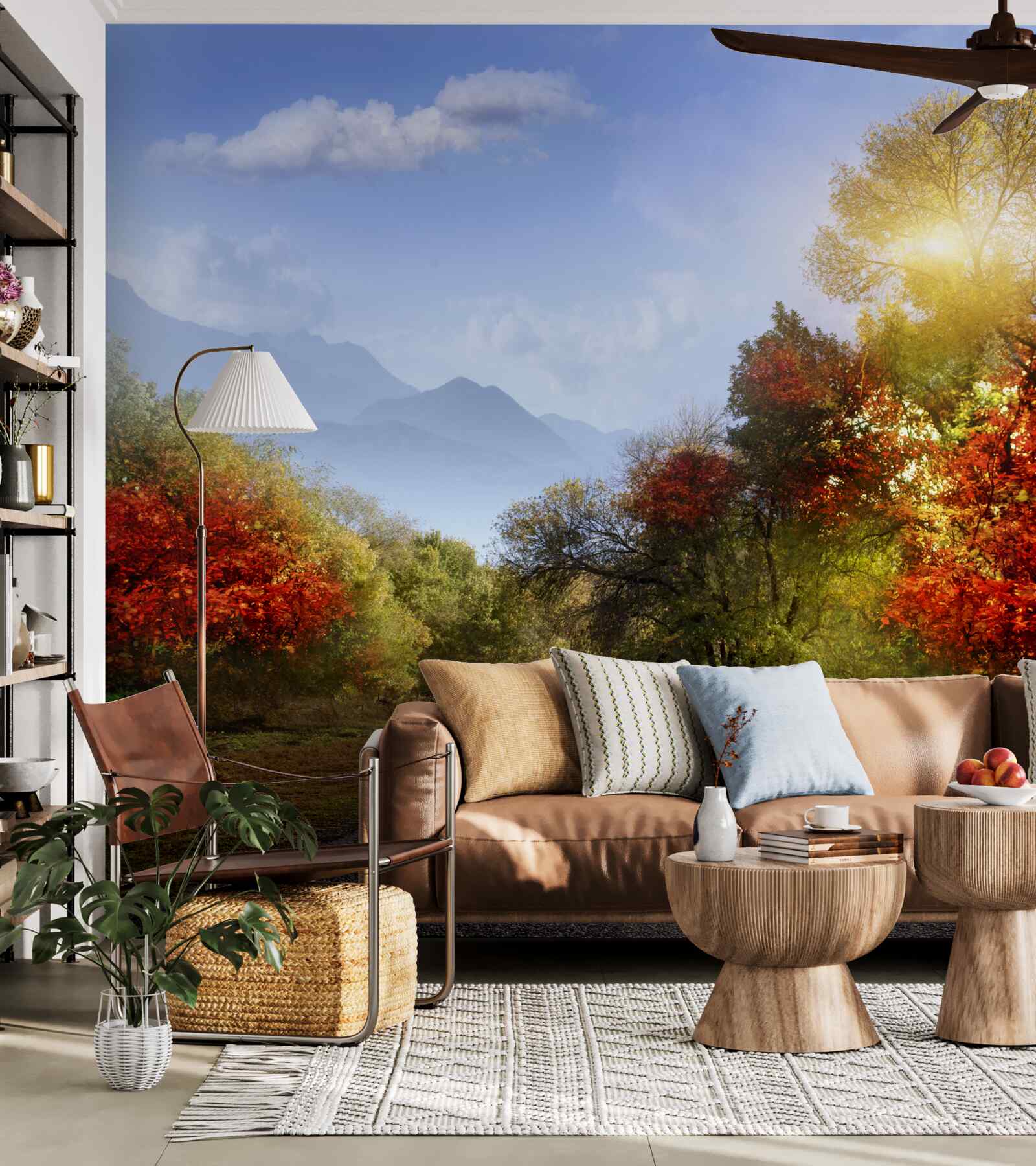 Fototapet drum forestier de toamnă în ploaie