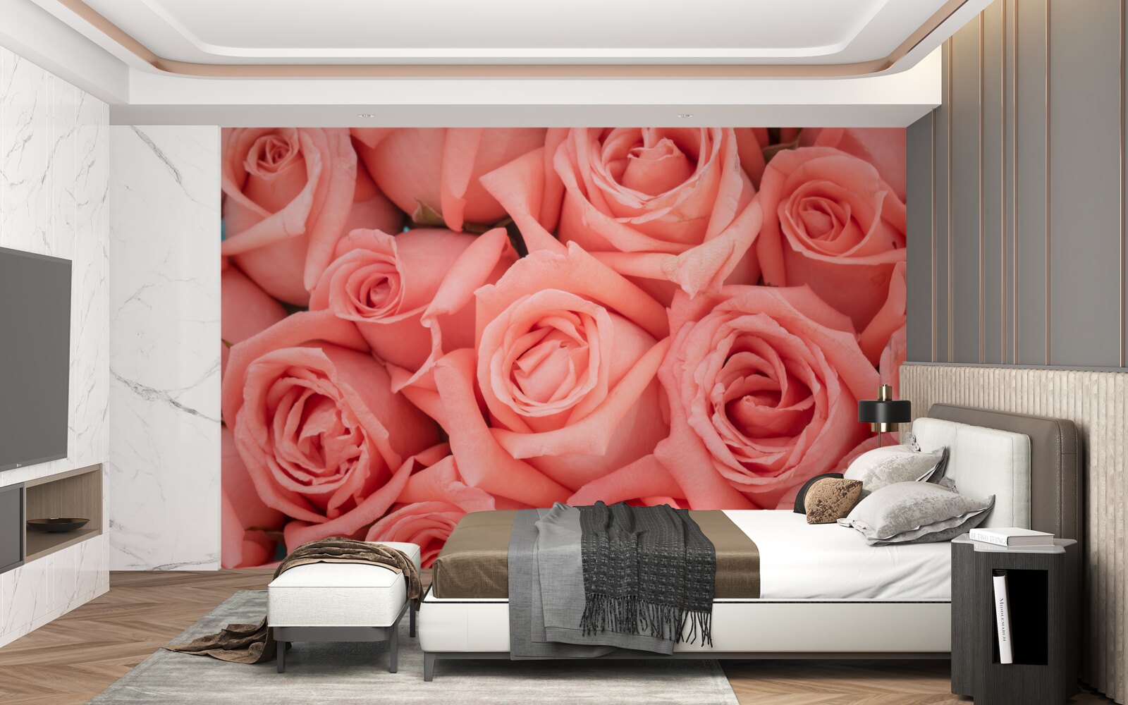 Fototapet muguri de trandafir roz