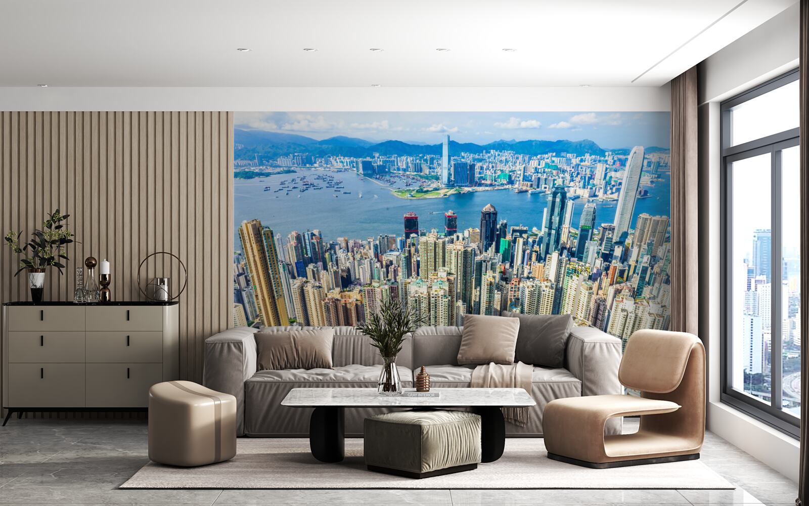 Fototapet Zgârie-nori din Shanghai într-o zi de vară