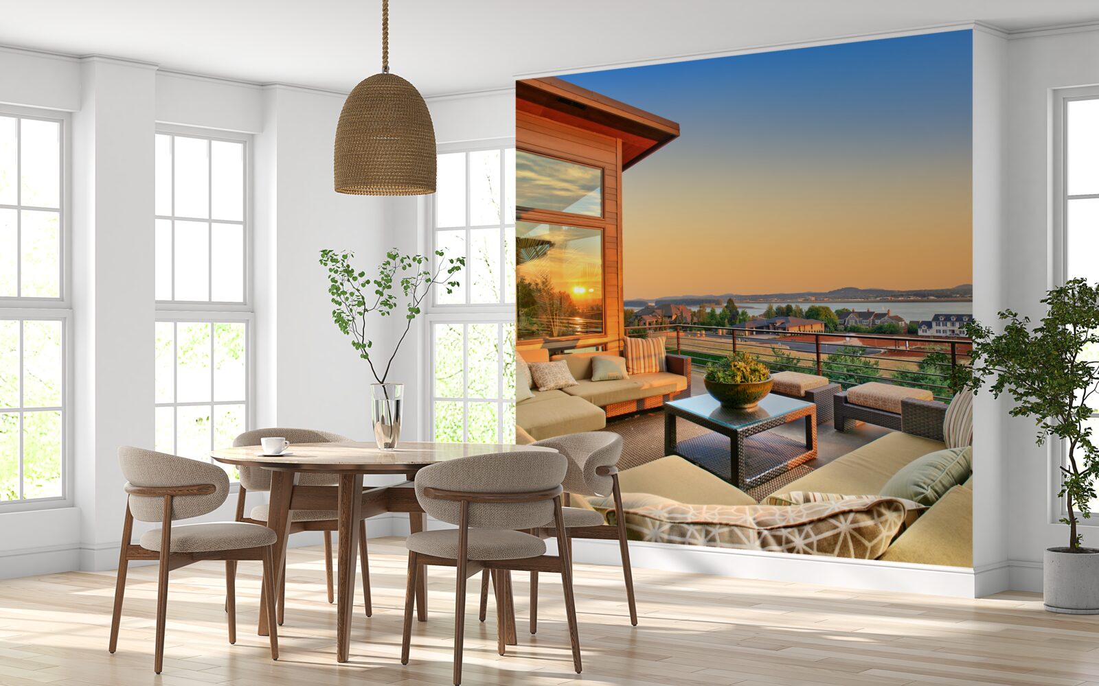 Fototapet verandă confortabilă pe acoperișul clădirii