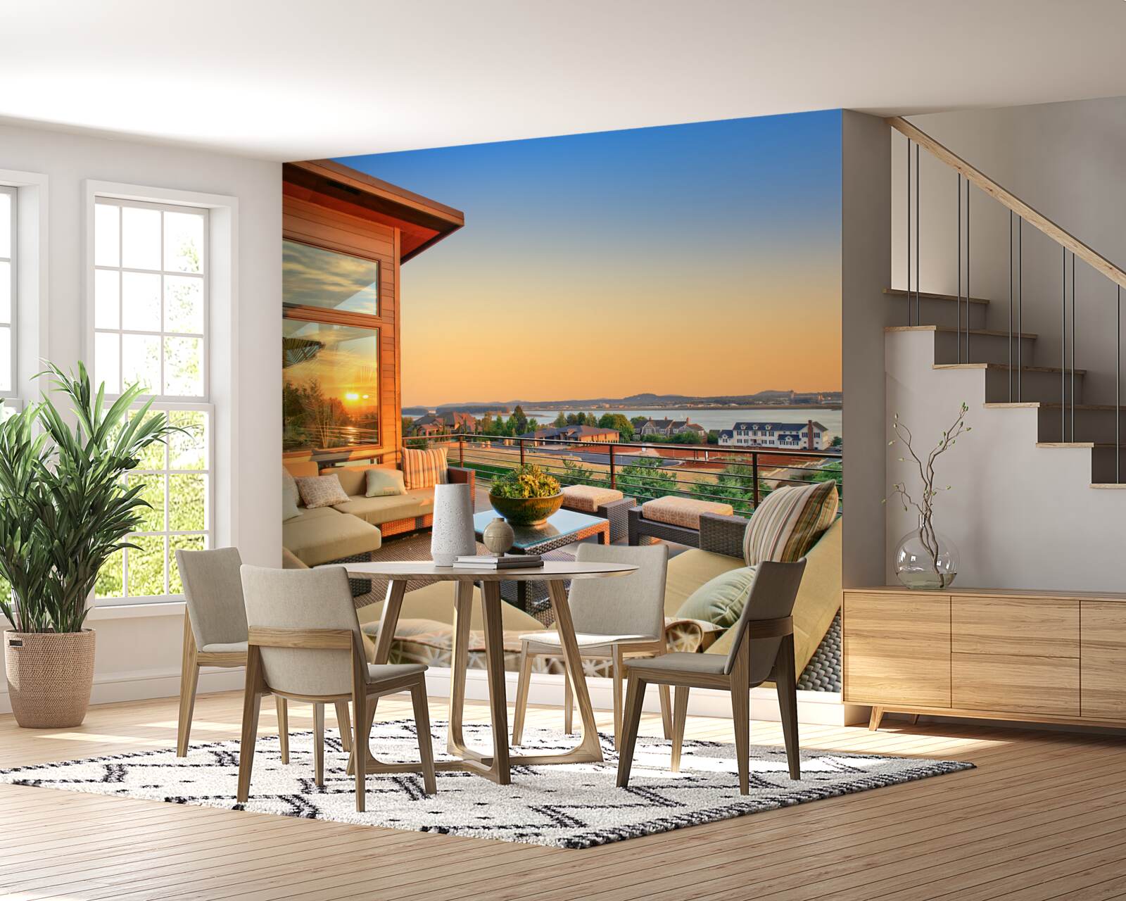 Fototapet verandă confortabilă pe acoperișul clădirii