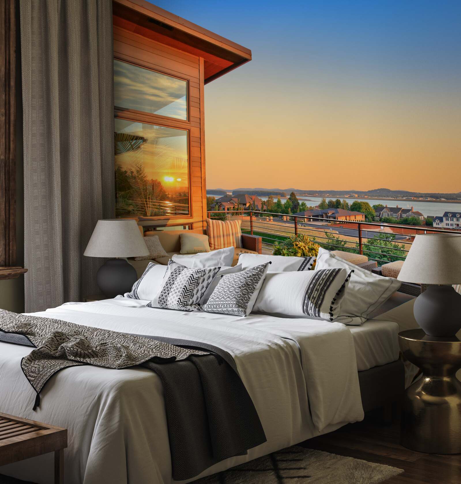 Fototapet verandă confortabilă pe acoperișul clădirii