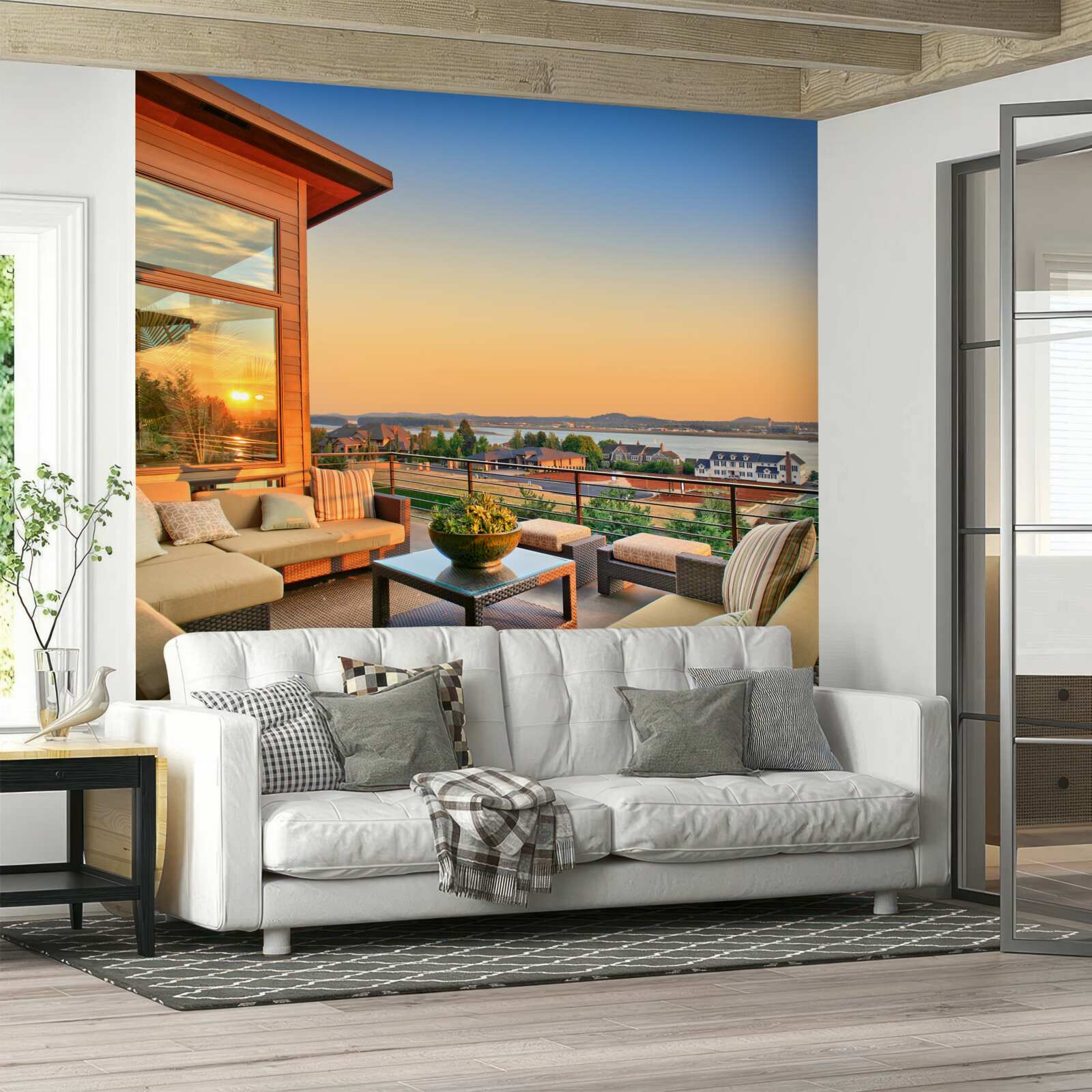 Fototapet verandă confortabilă pe acoperișul clădirii