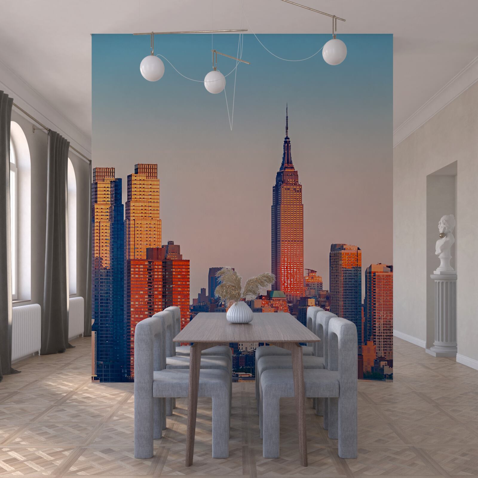 Fototapet apusul de soare cade pe new york