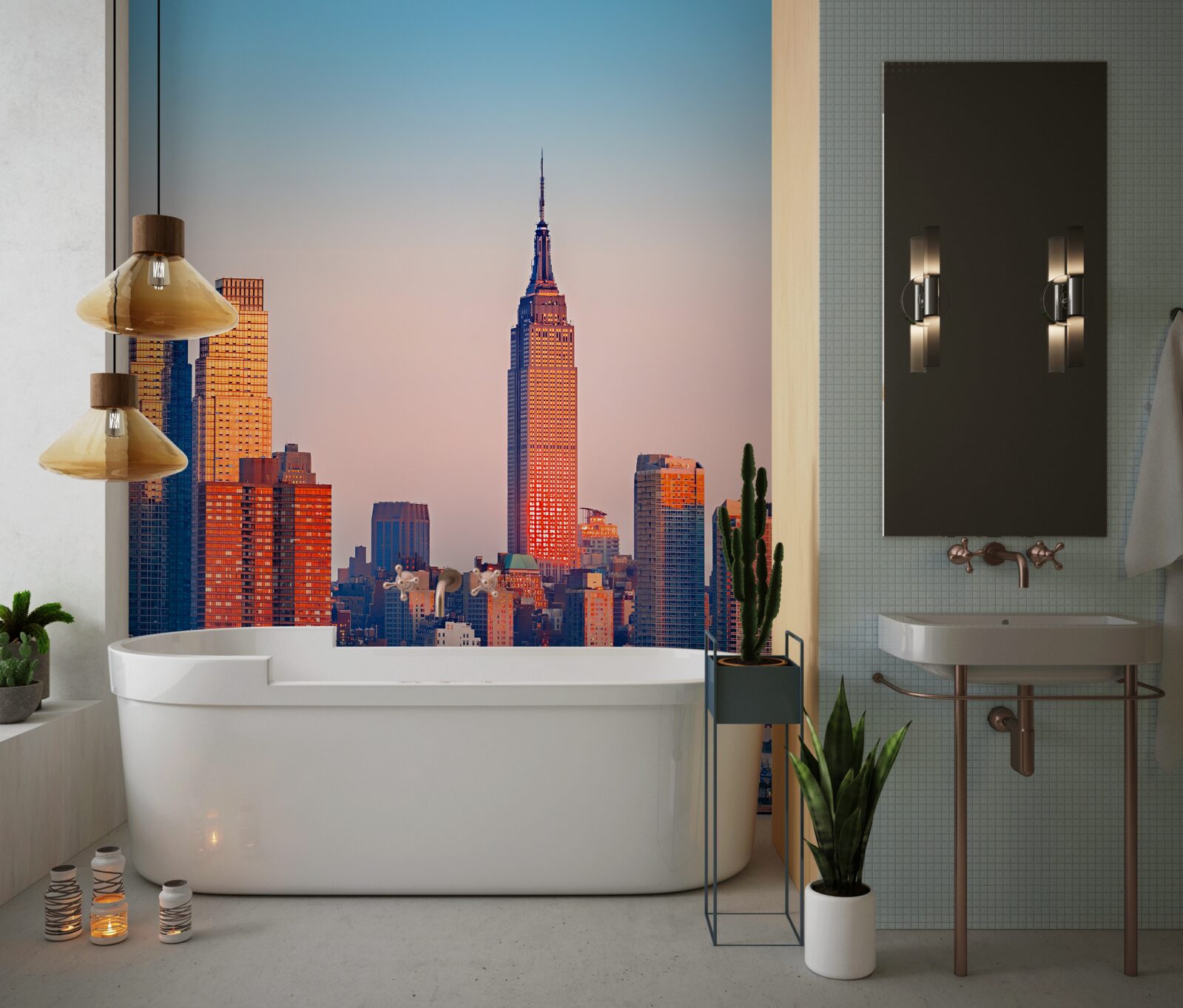 Fototapet apusul de soare cade pe new york