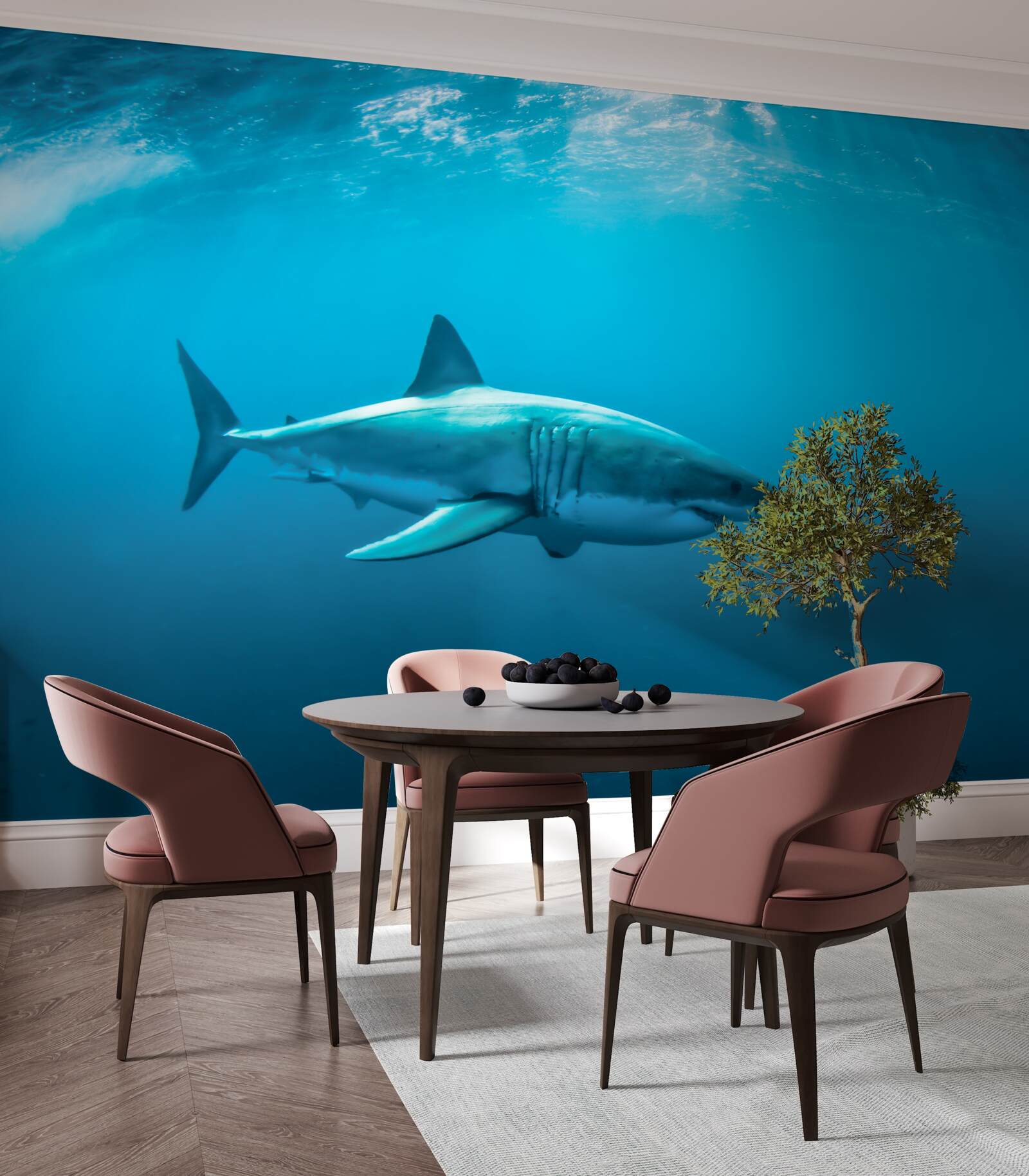 Fototapet rechin înfometat în adâncul mării