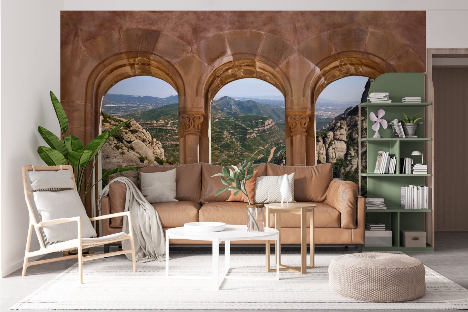 Fototapet viaduct cu vedere la peisajul montan