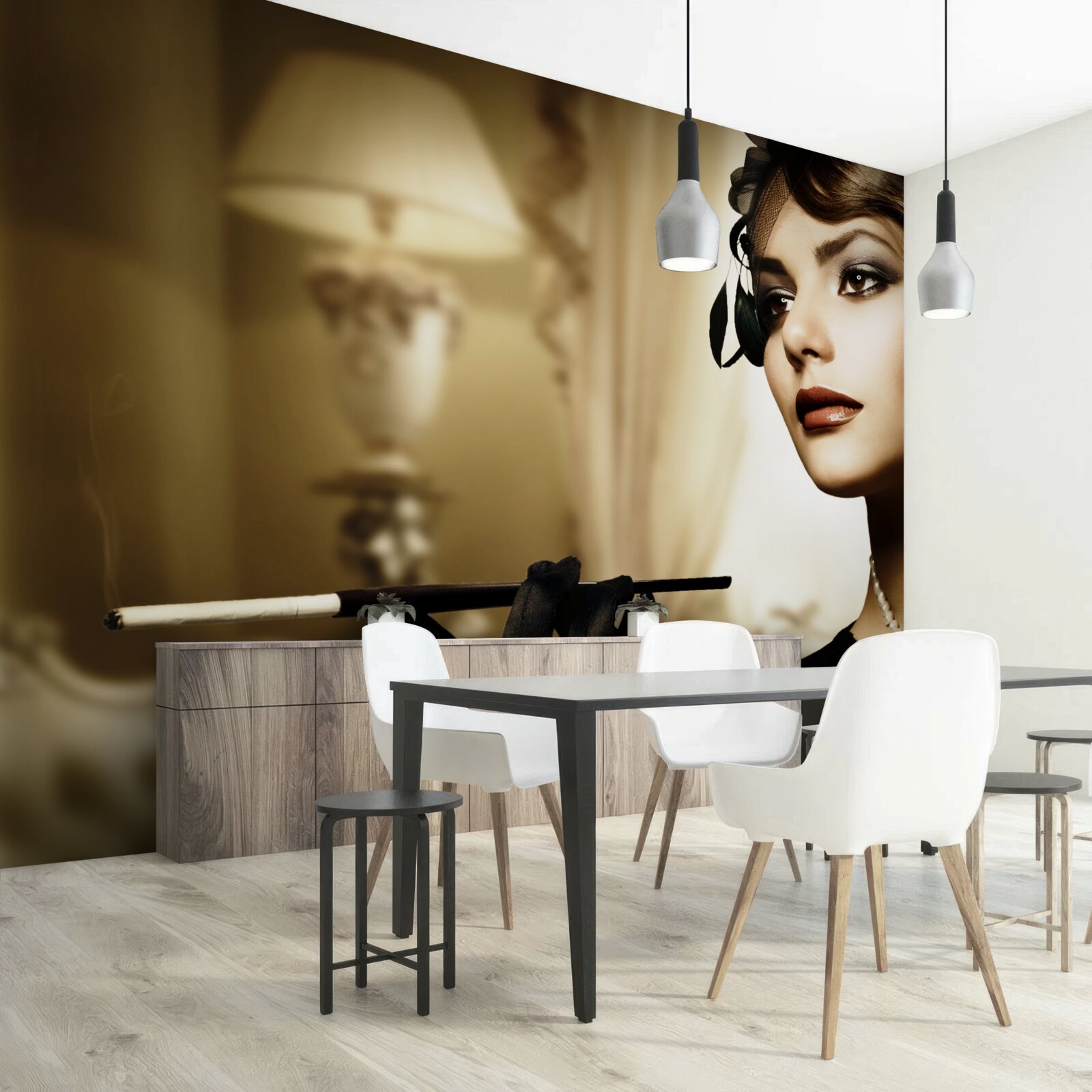 Fototapet fată cu o țigară