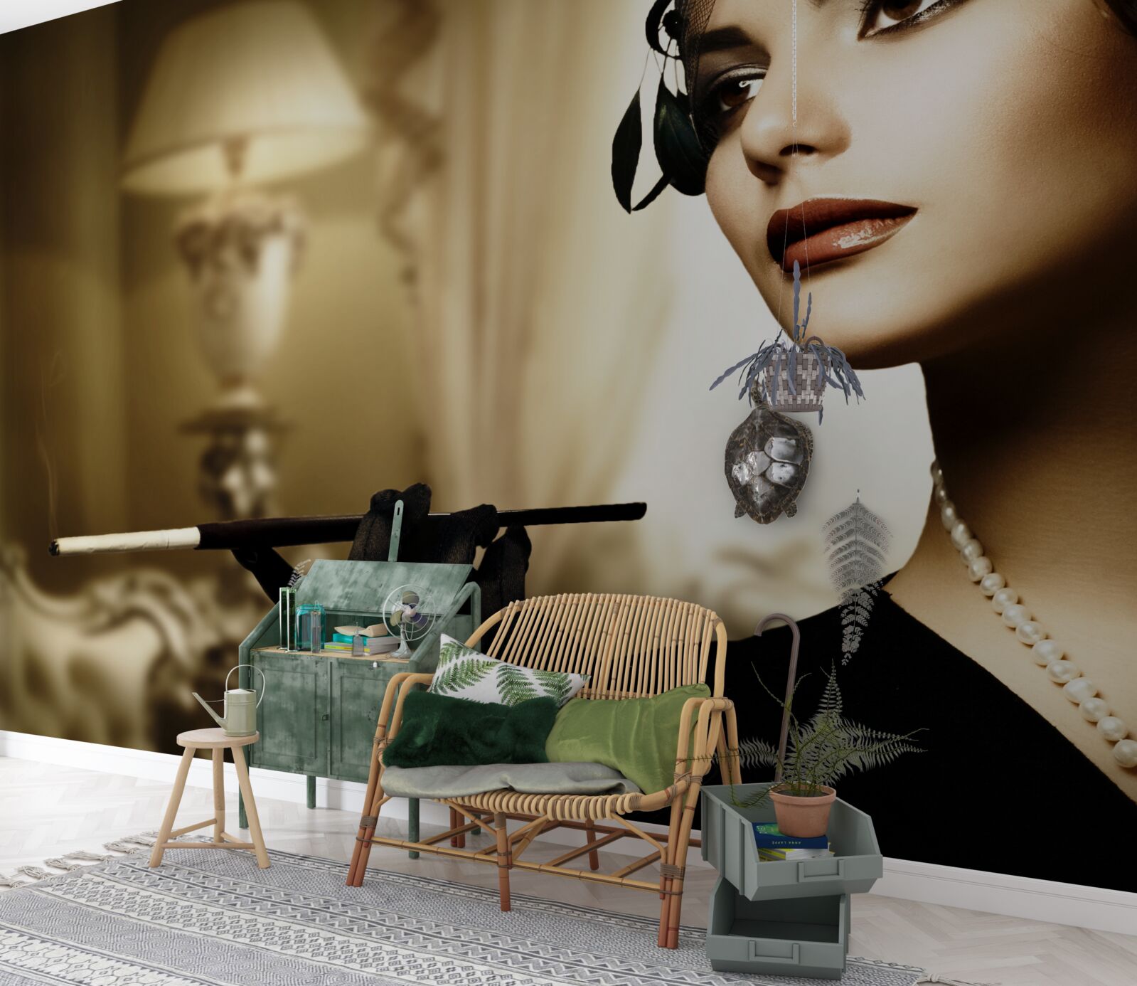 Fototapet fată cu o țigară