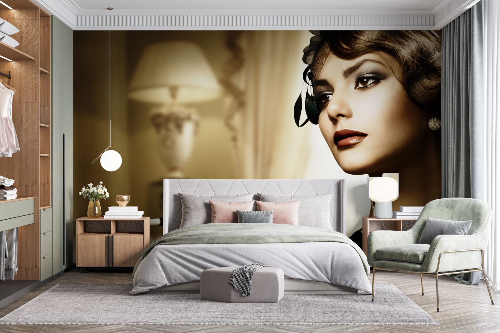 Fototapet fată cu o țigară