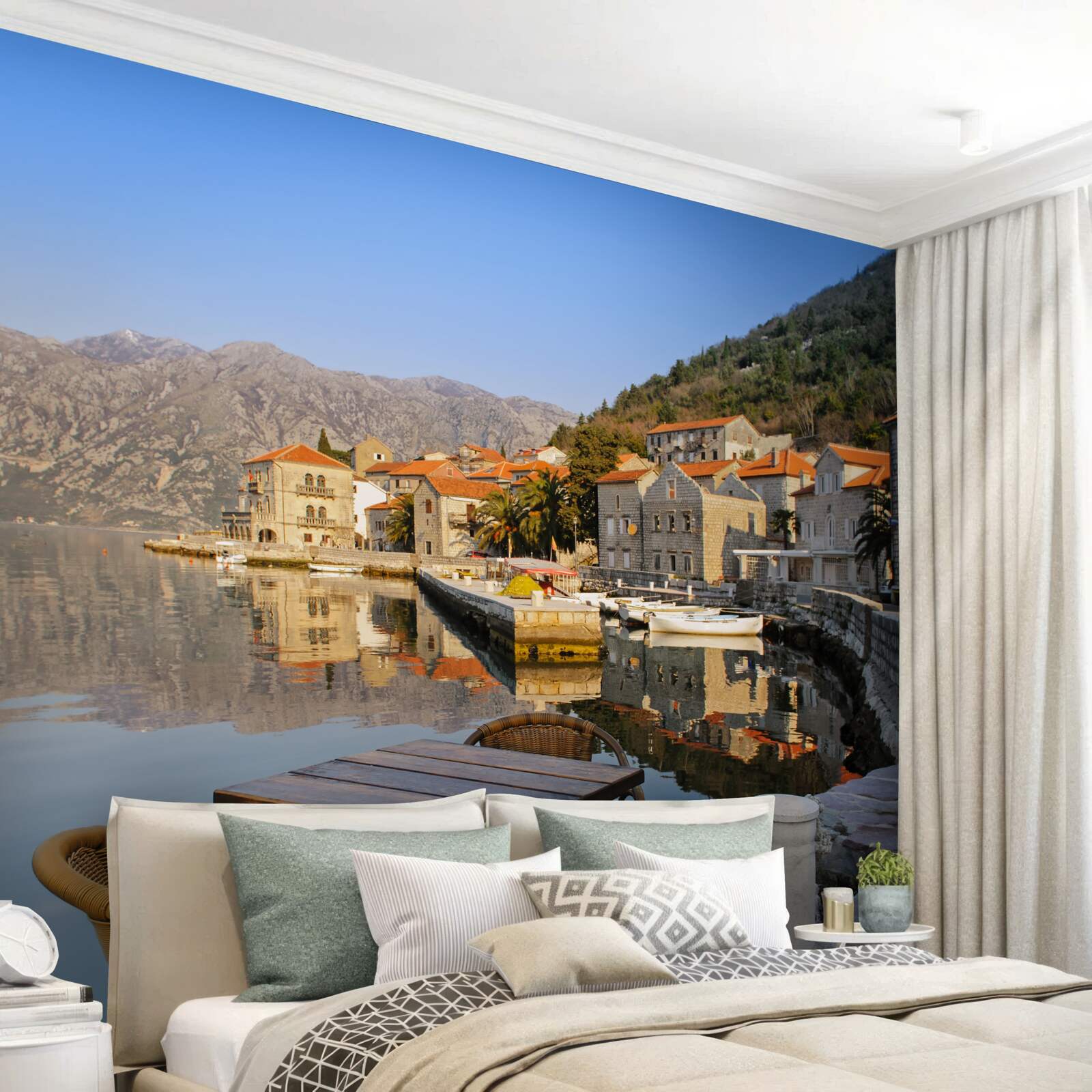 Fototapet spațiu confortabil pentru relaxare pe malul râului