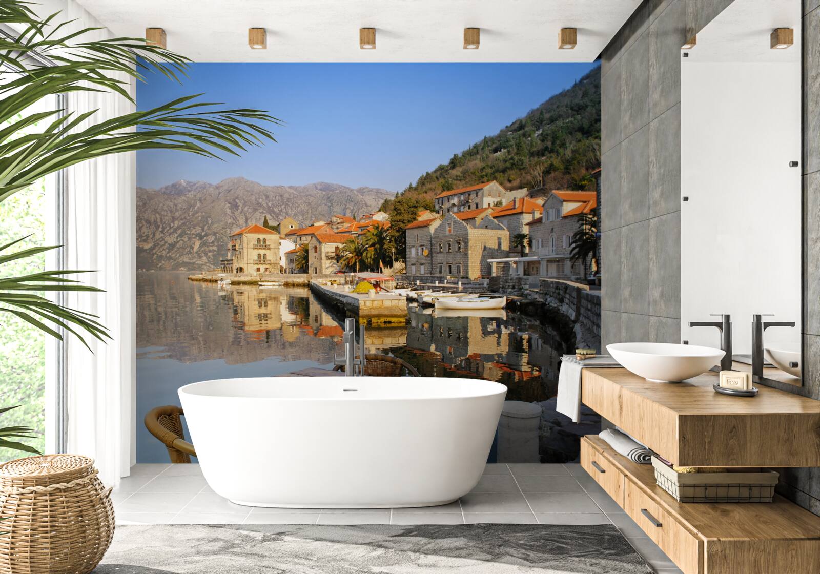 Fototapet spațiu confortabil pentru relaxare pe malul râului