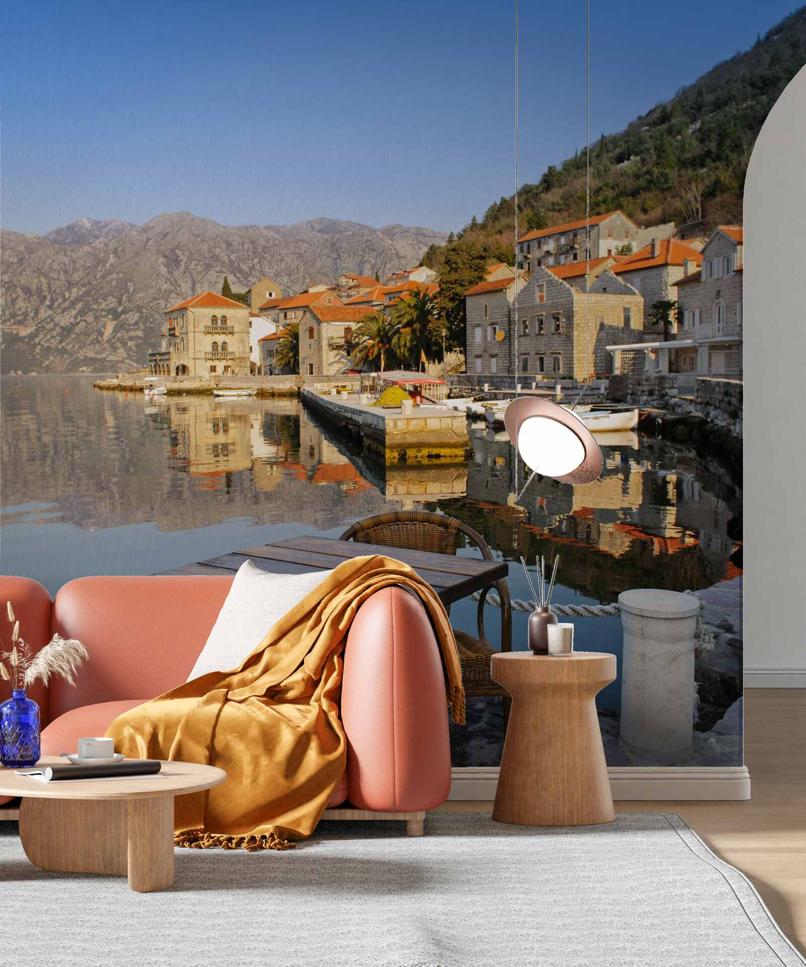 Fototapet spațiu confortabil pentru relaxare pe malul râului