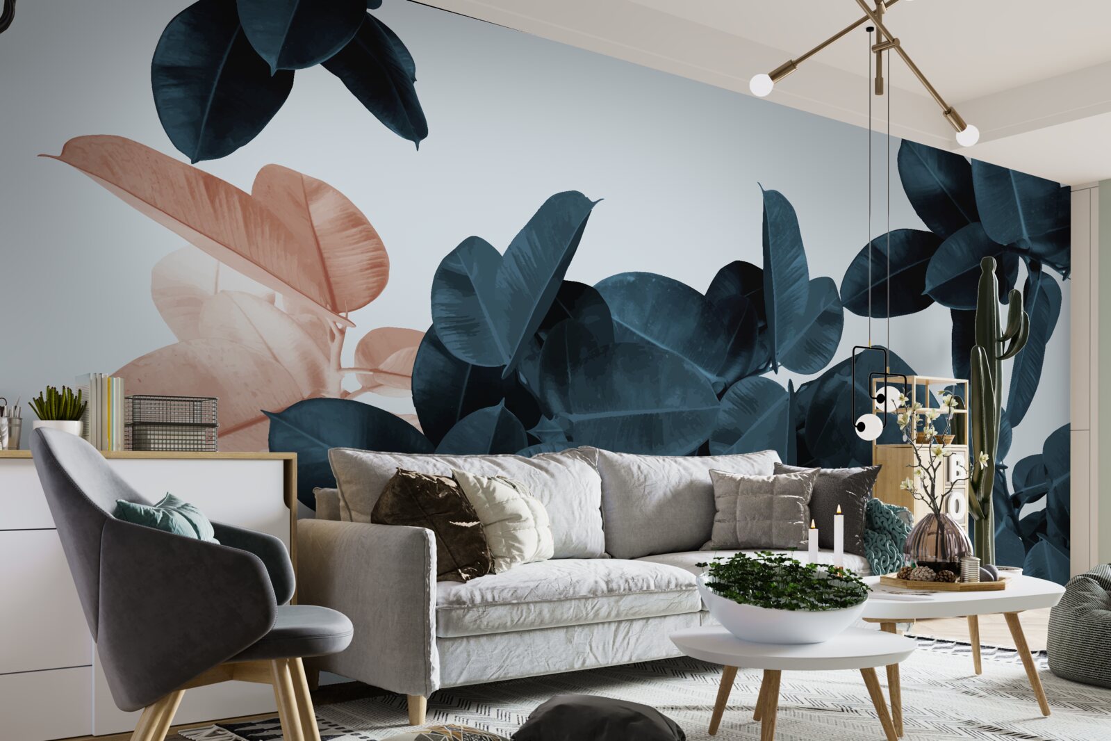 Fototapet frunze tropicale în diferite nuanțe