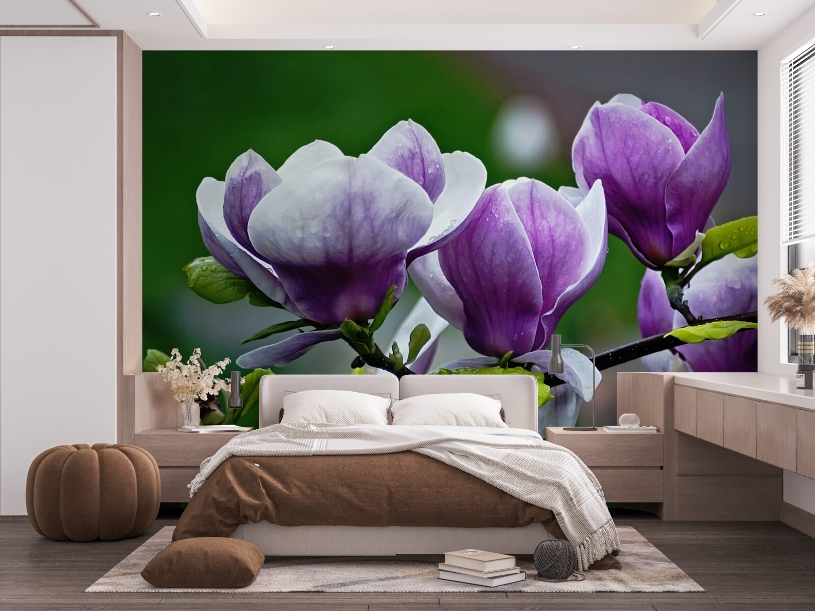 Fototapet flori grațioase pe tulpini de smarald