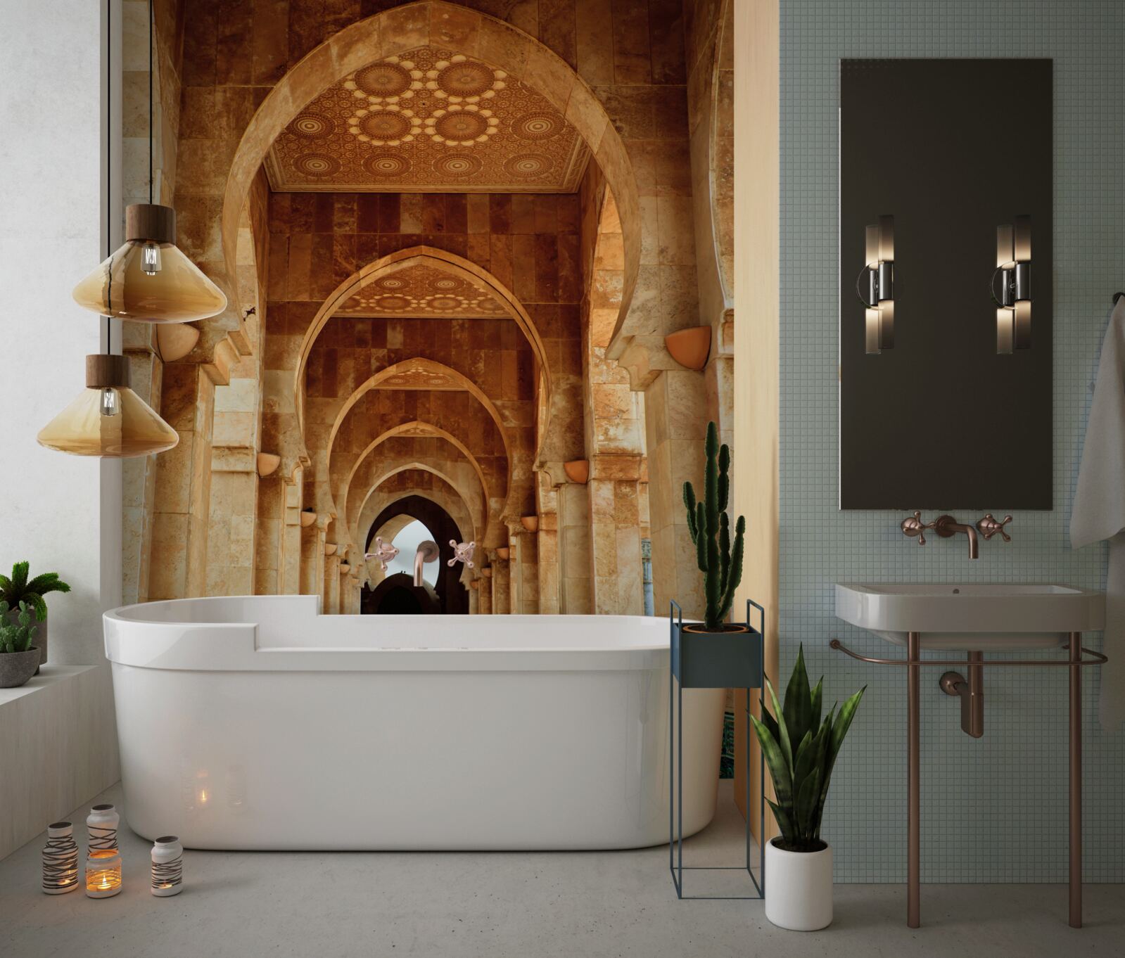 Fototapet Arce în stil oriental cu podea din marmură