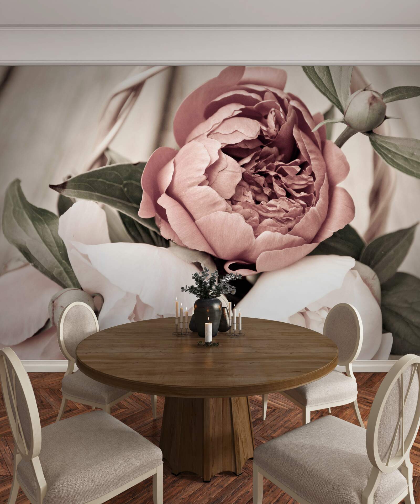 Fototapet trandafir delicat cu petale luxuriante ca de bujor