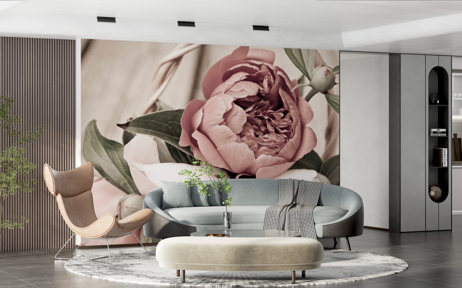 Fototapet trandafir delicat cu petale luxuriante ca de bujor