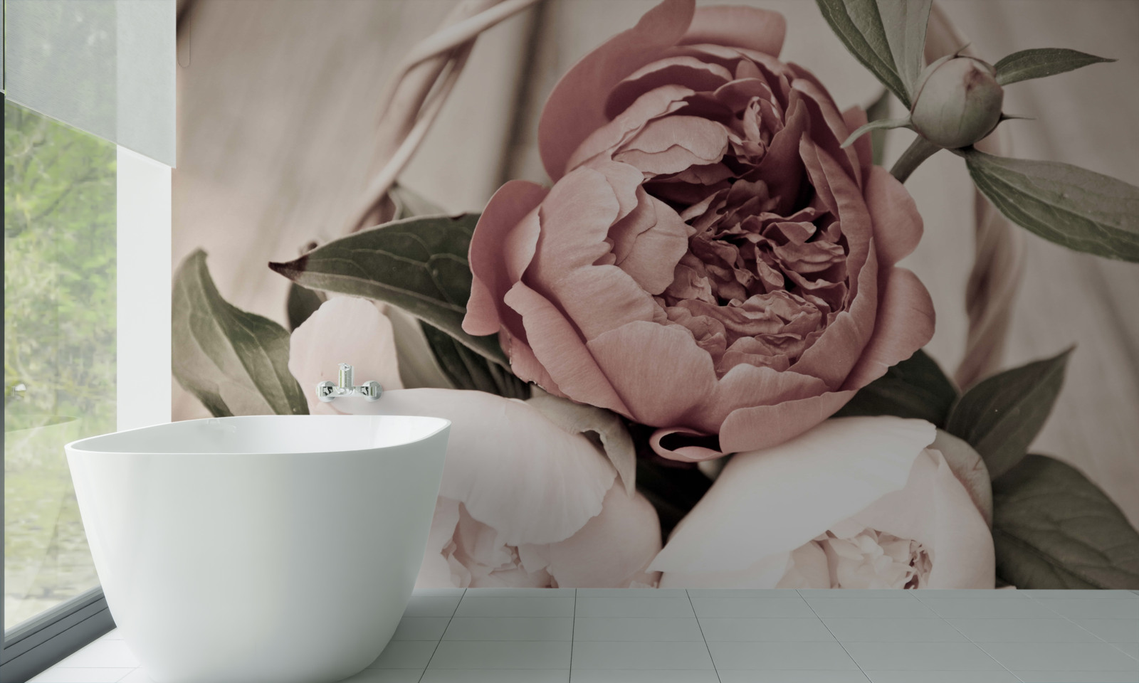 Fototapet trandafir delicat cu petale luxuriante ca de bujor