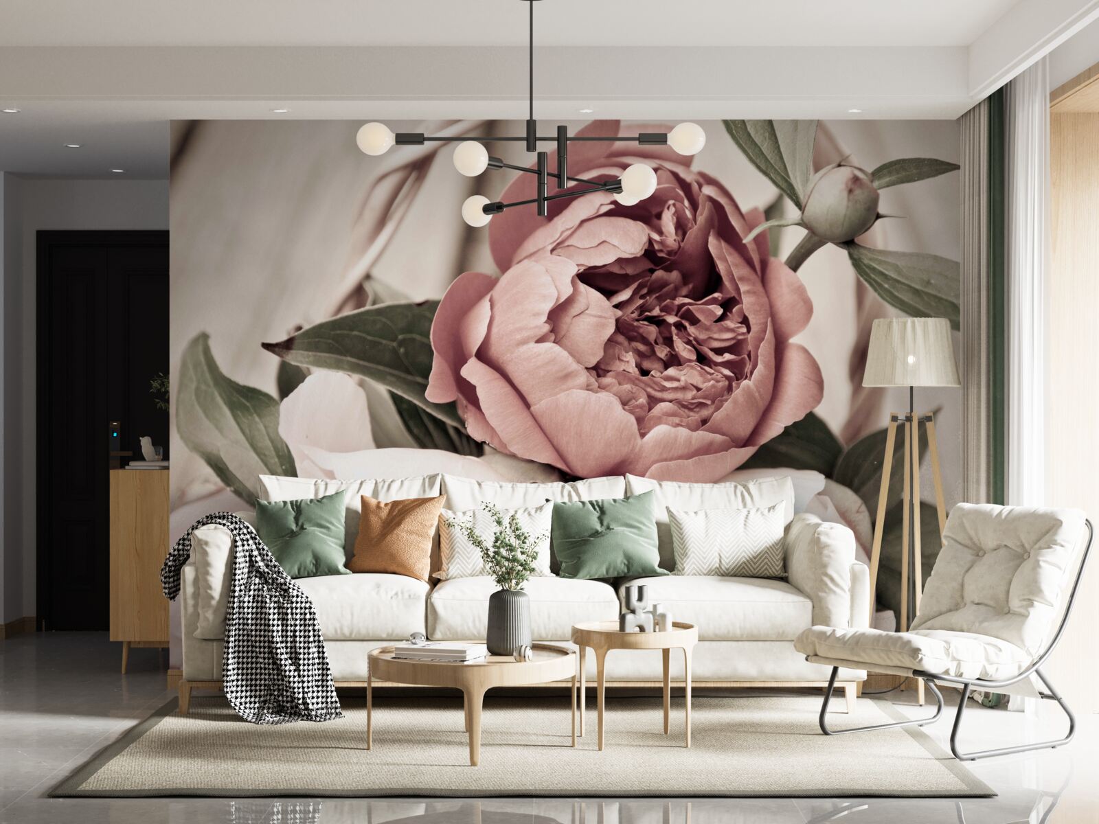 Fototapet trandafir delicat cu petale luxuriante ca de bujor