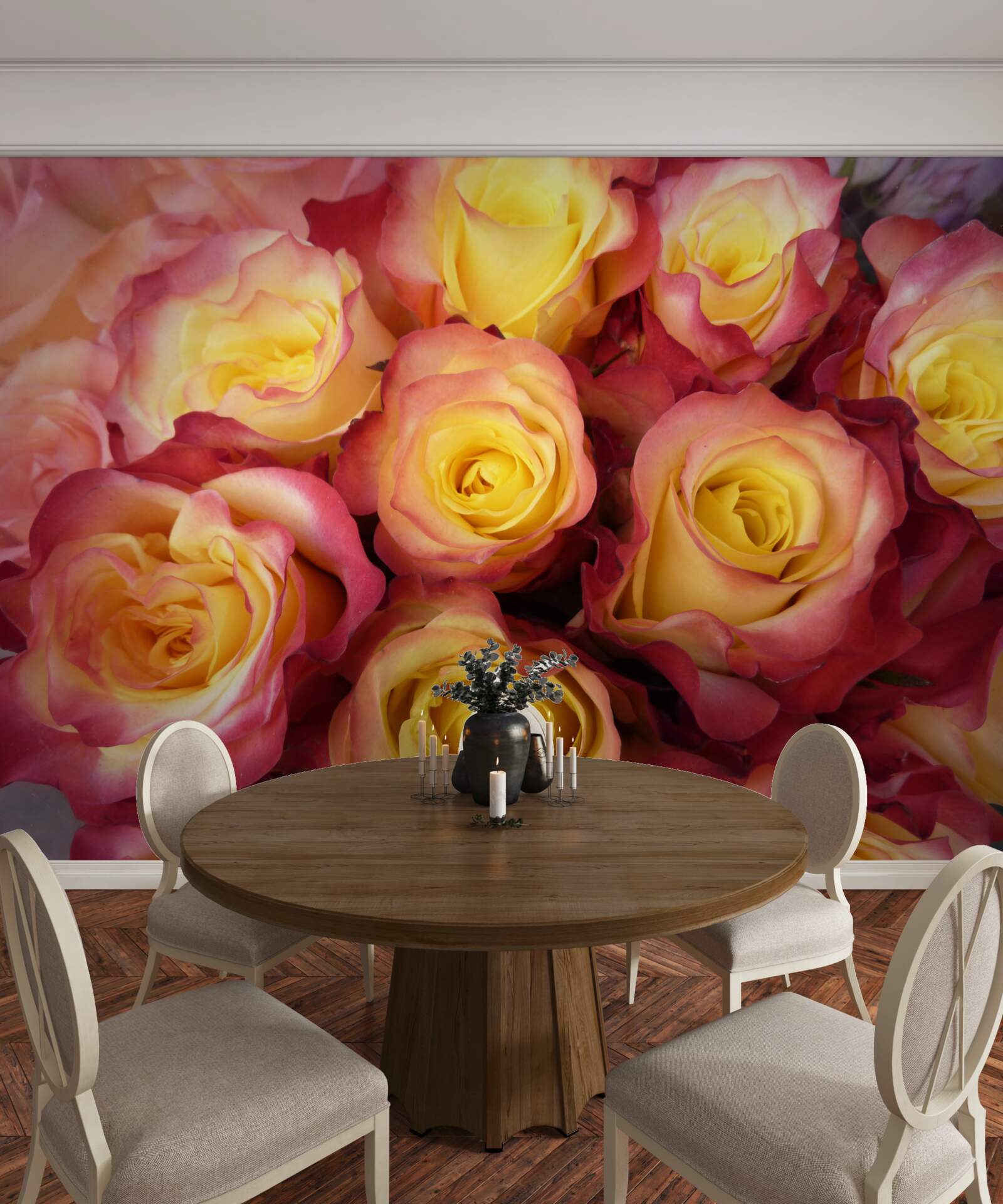 Fototapet lalele roz cu centru galben