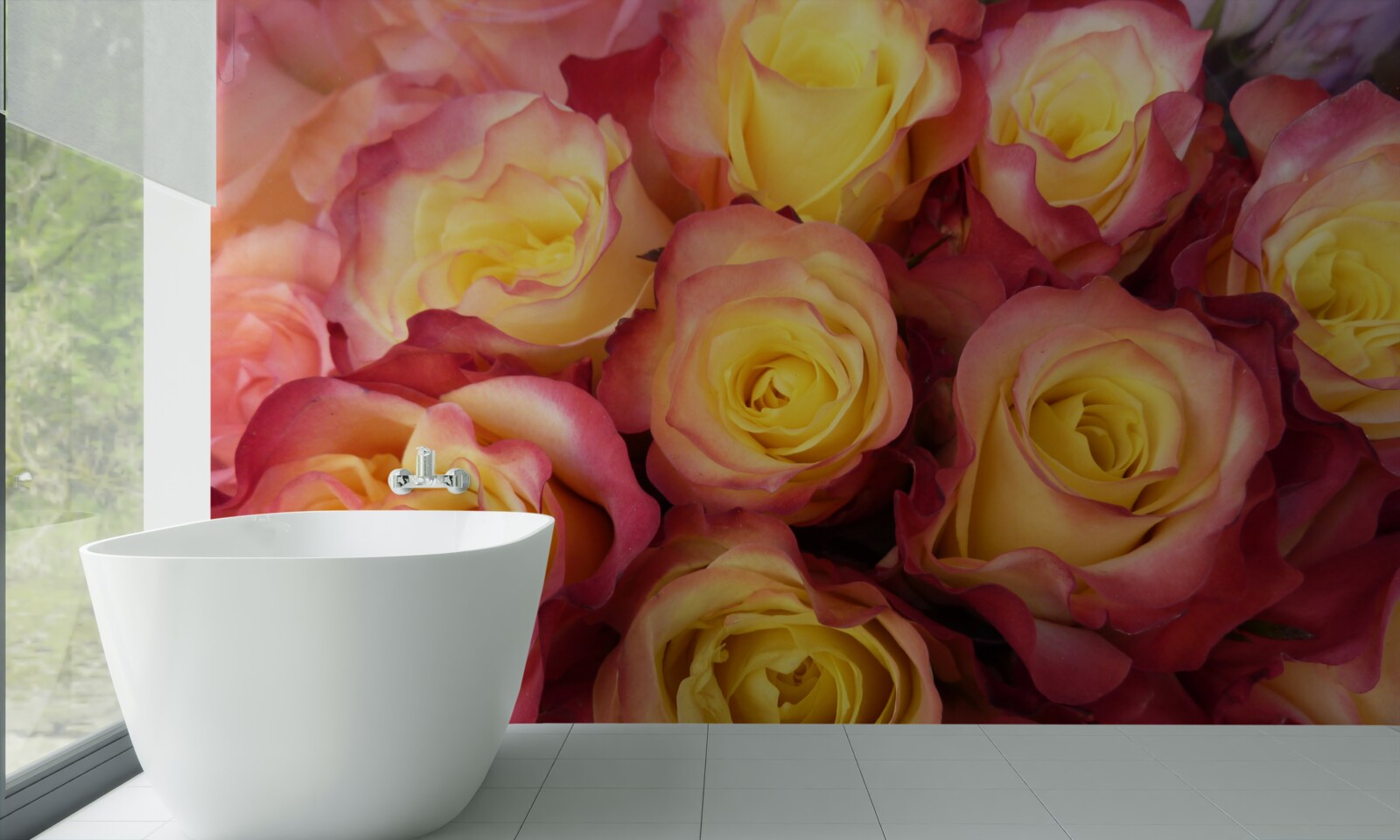 Fototapet lalele roz cu centru galben