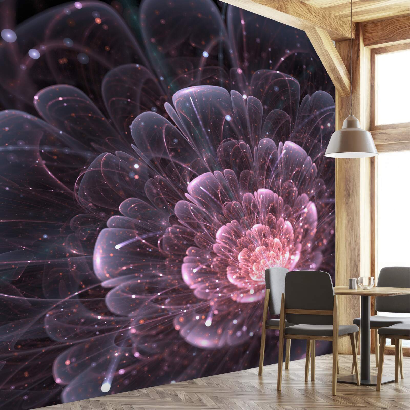 Fototapet abstracție cosmică într-o pictură de lotus