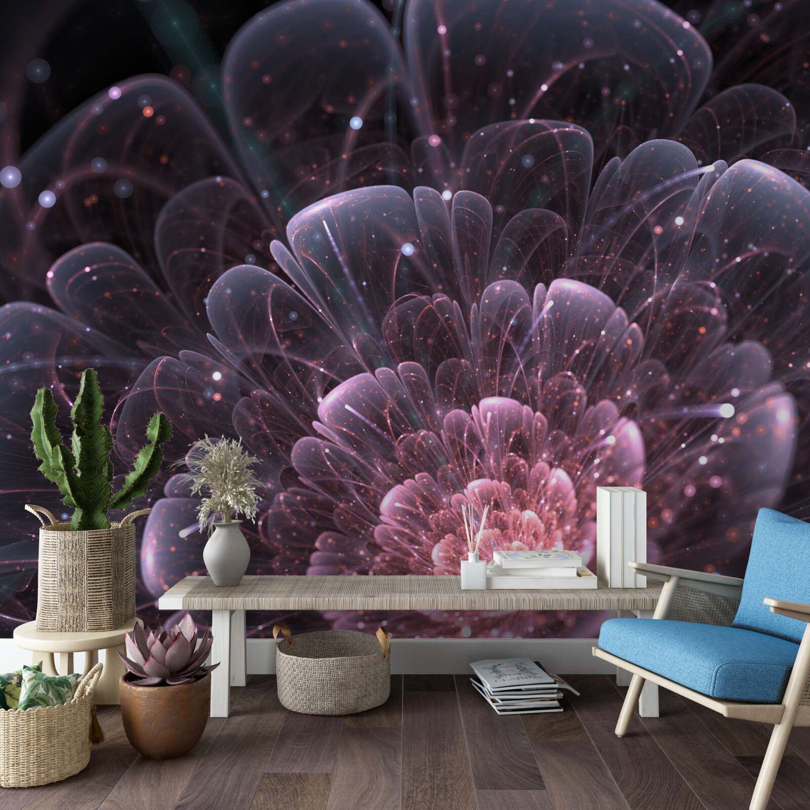 Fototapet abstracție cosmică într-o pictură de lotus