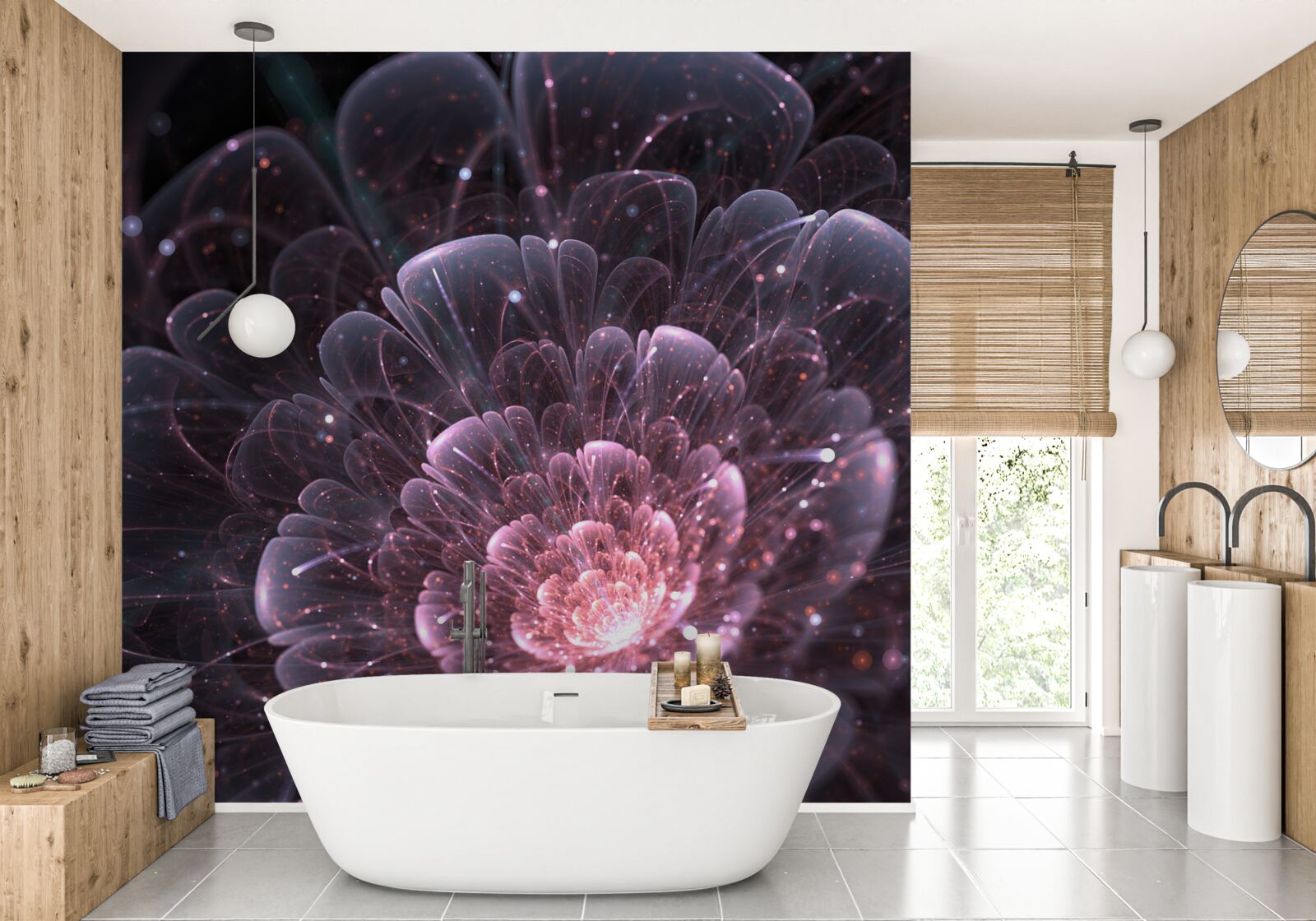 Fototapet abstracție cosmică într-o pictură de lotus