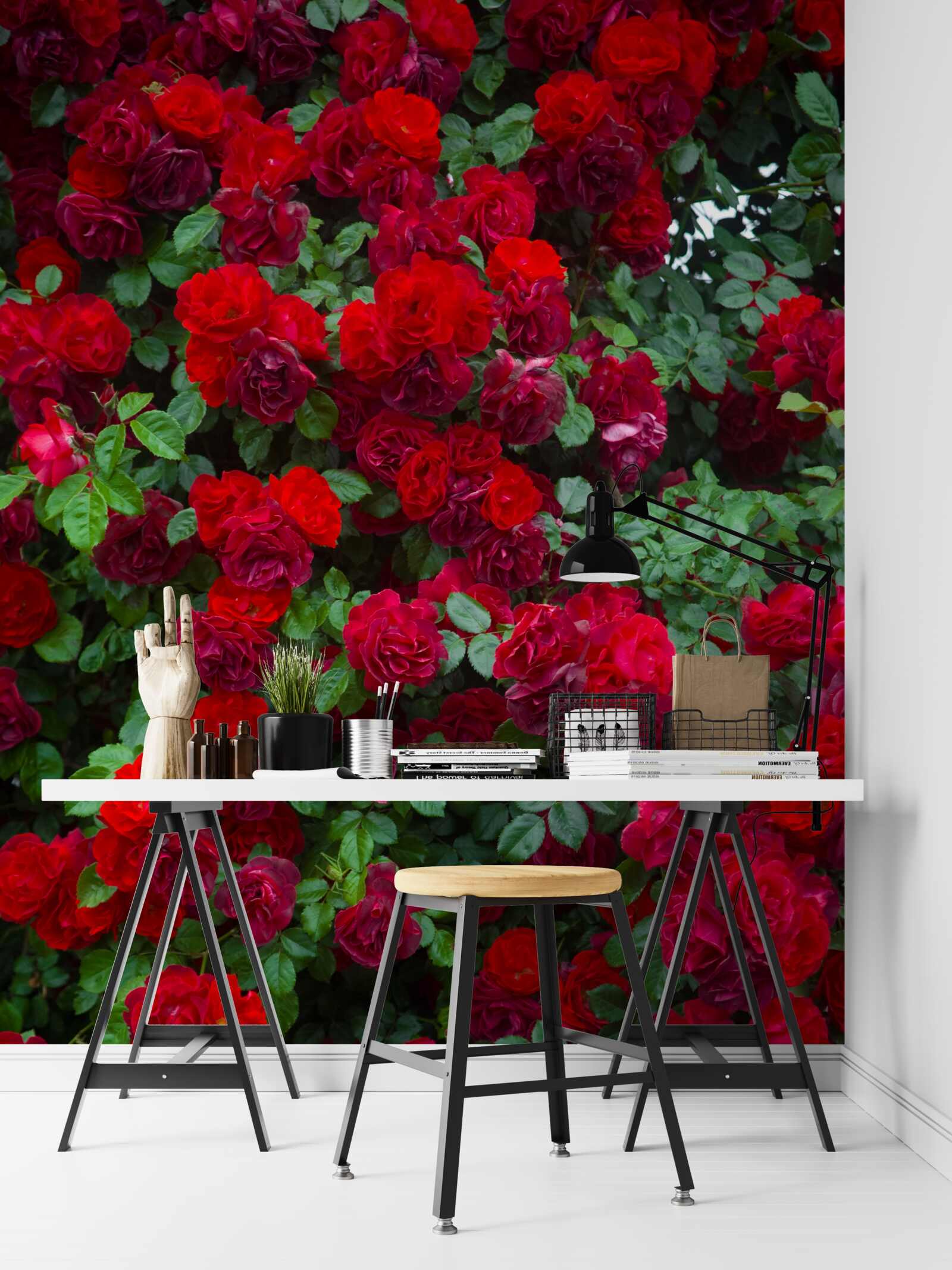 Fototapet tufiș de trandafir scarlet