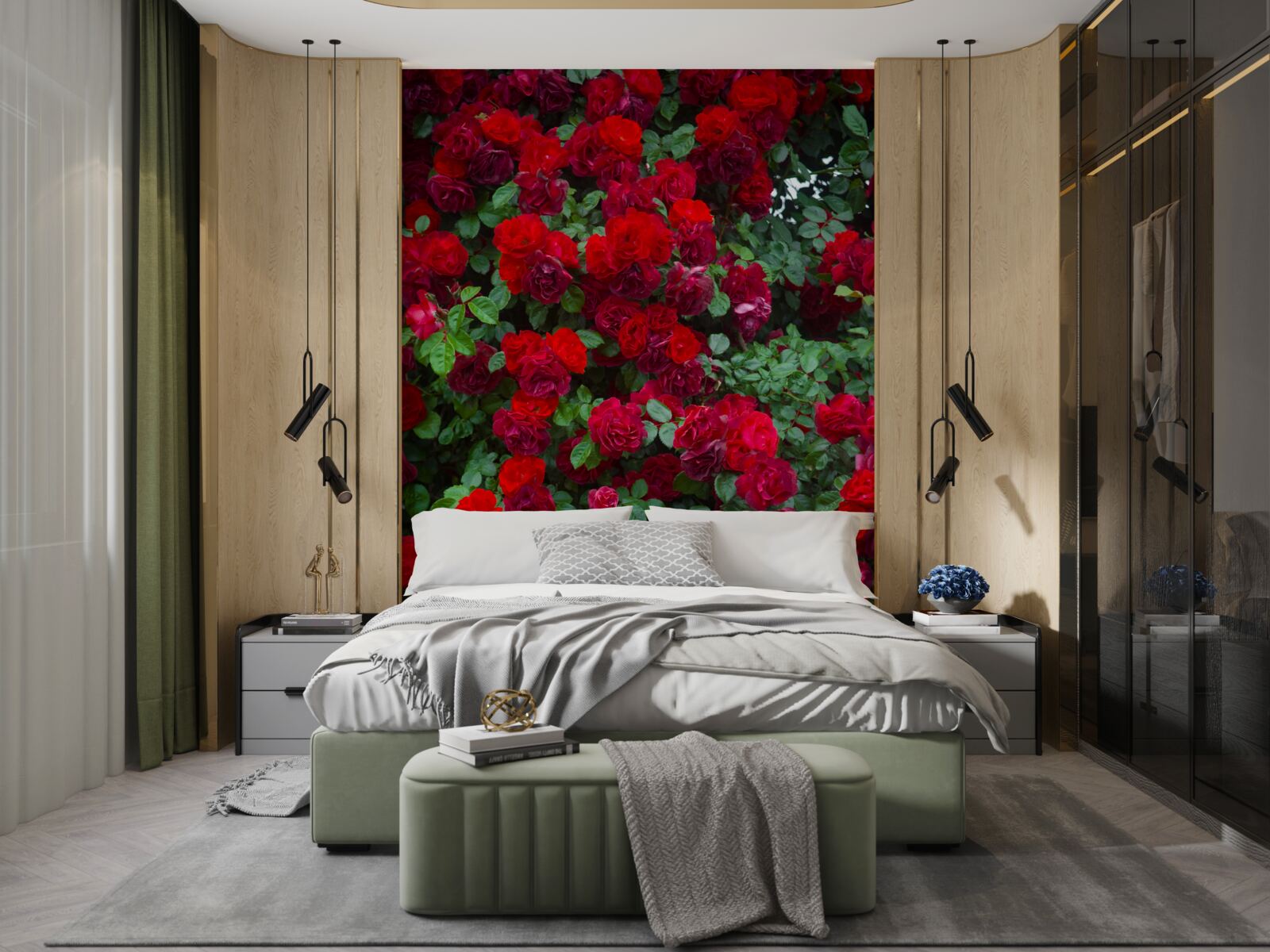 Fototapet tufiș de trandafir scarlet