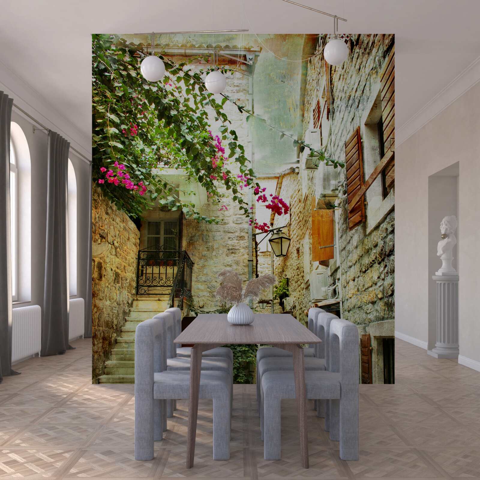 Fototapet acuarelă reprezentând o stradă veche