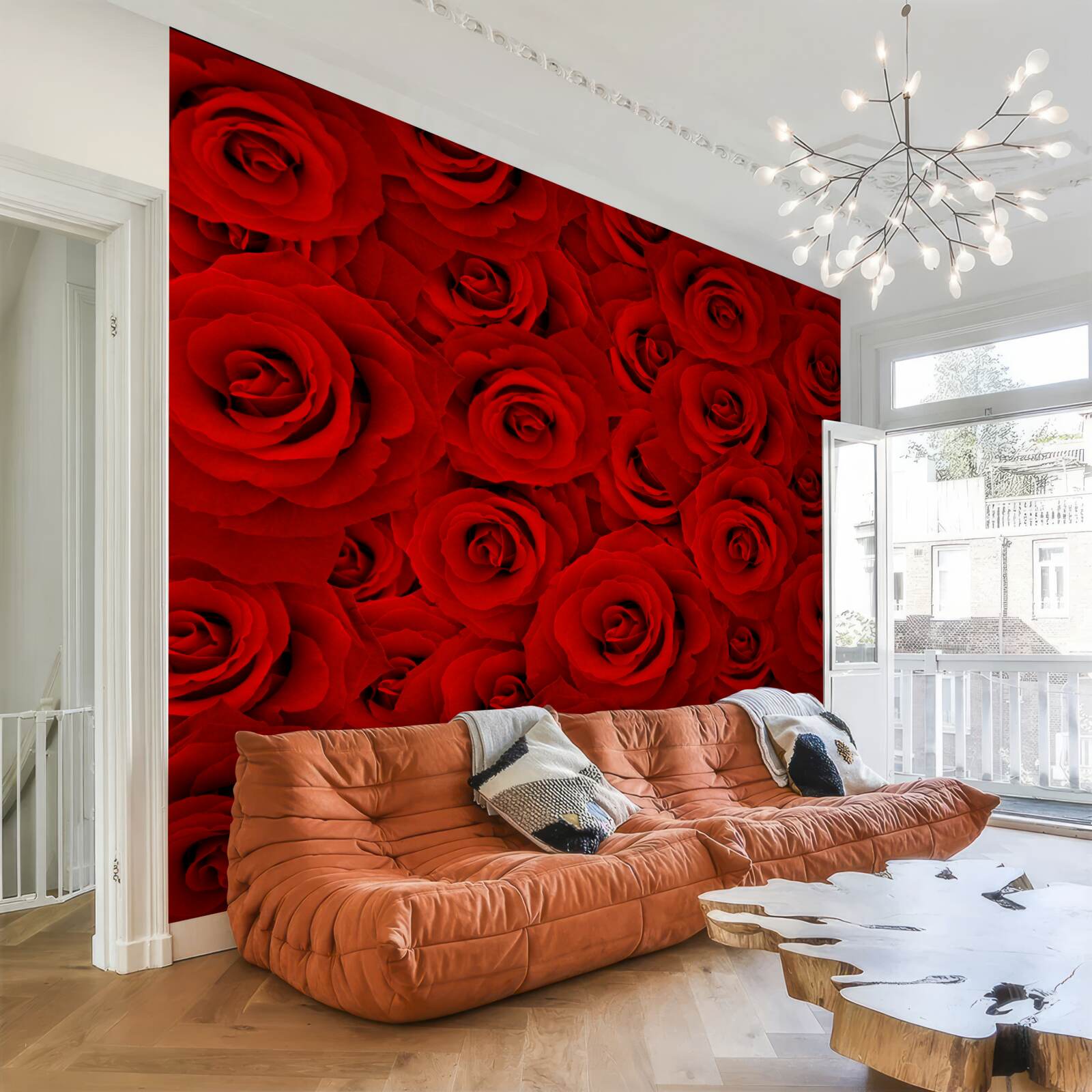 Fototapet mulți trandafiri roșii