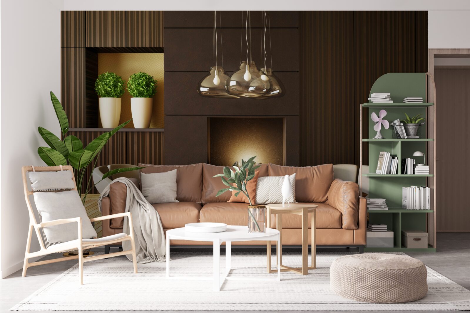 Fototapet zonă de comunicare lângă șemineu