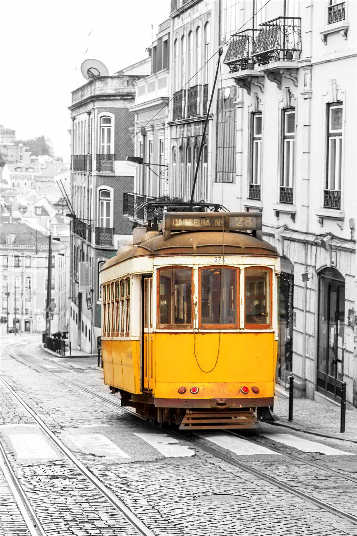 Fototapet Tramvai galben pe dealurile din San Francisco