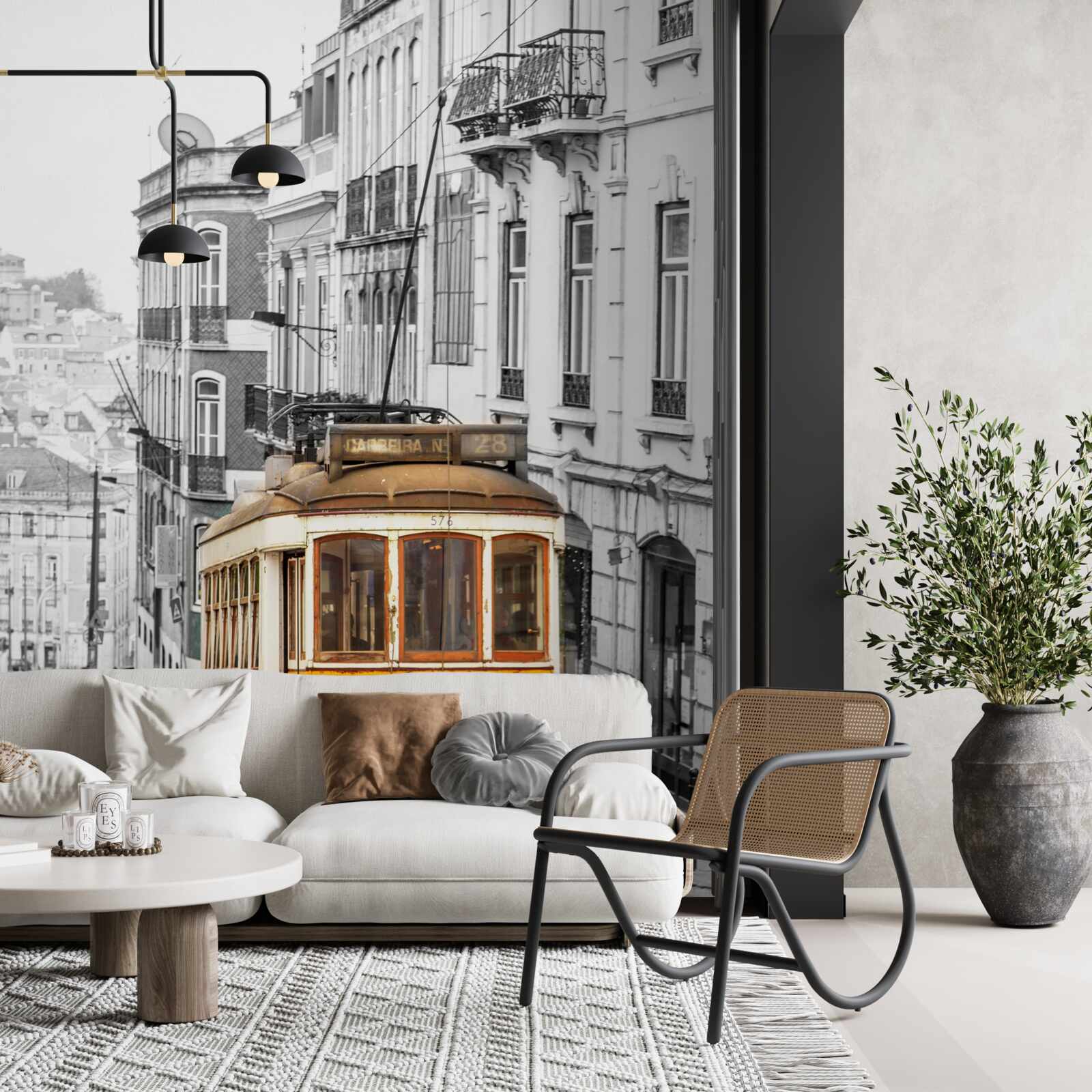 Fototapet Tramvai galben pe dealurile din San Francisco